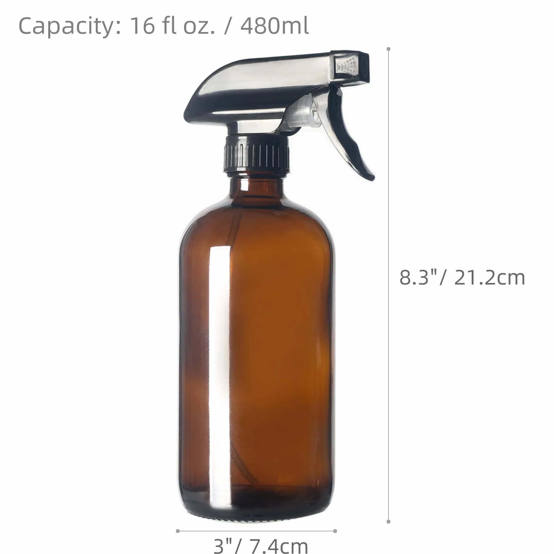 Magic Season Amber Boston okrągłe szklane butelki 480 ml z opryskiwaczem spustowym 2 szt.