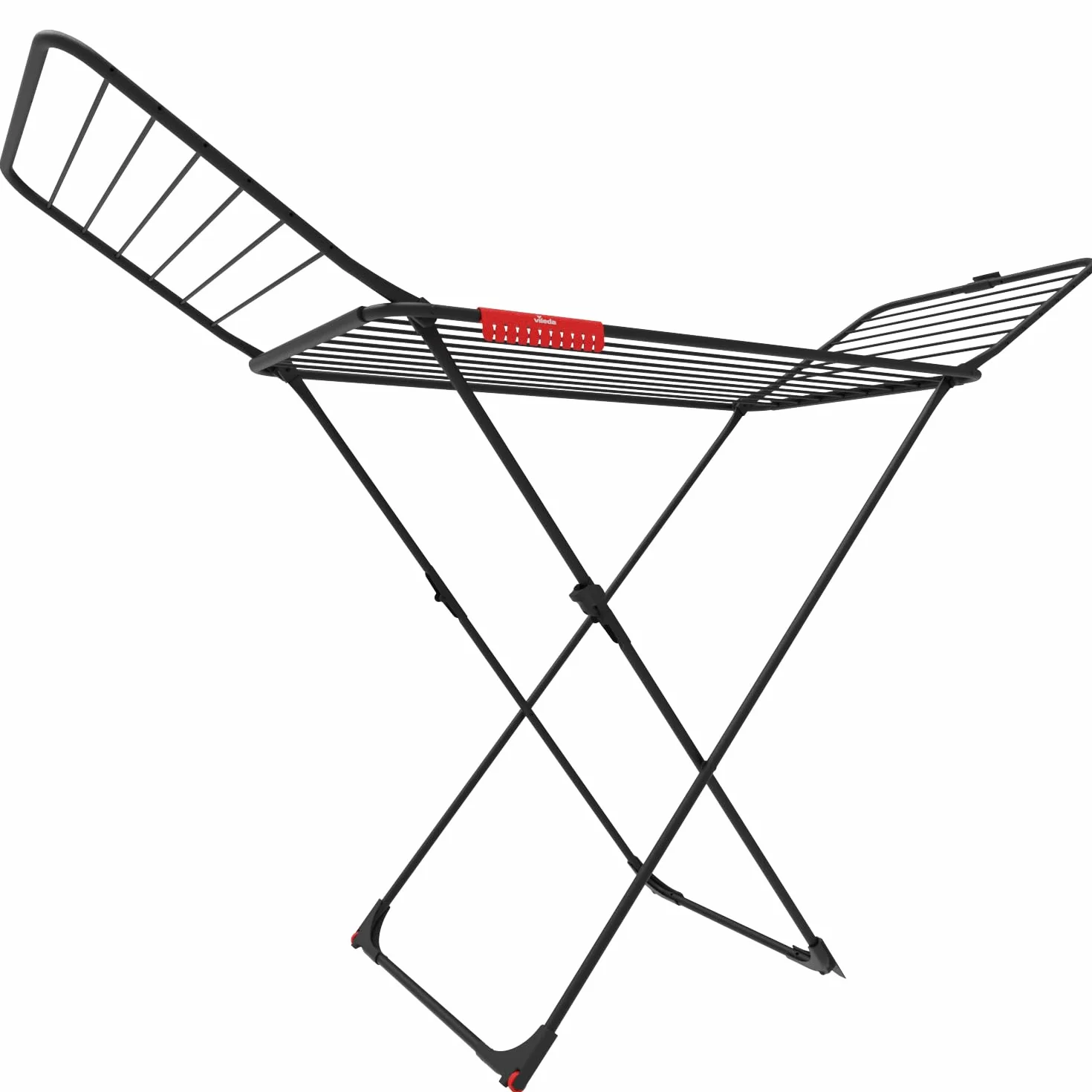 Vileda Extra Ultimate Suszarka do ubrań (Black Edition) | Mocniejsze pręty | Linie XL dla mniejszej liczby marek w ubraniach | 20 m przestrzeni do suszenia | Uchwyt na skarpetki | Kółka ułatwiają