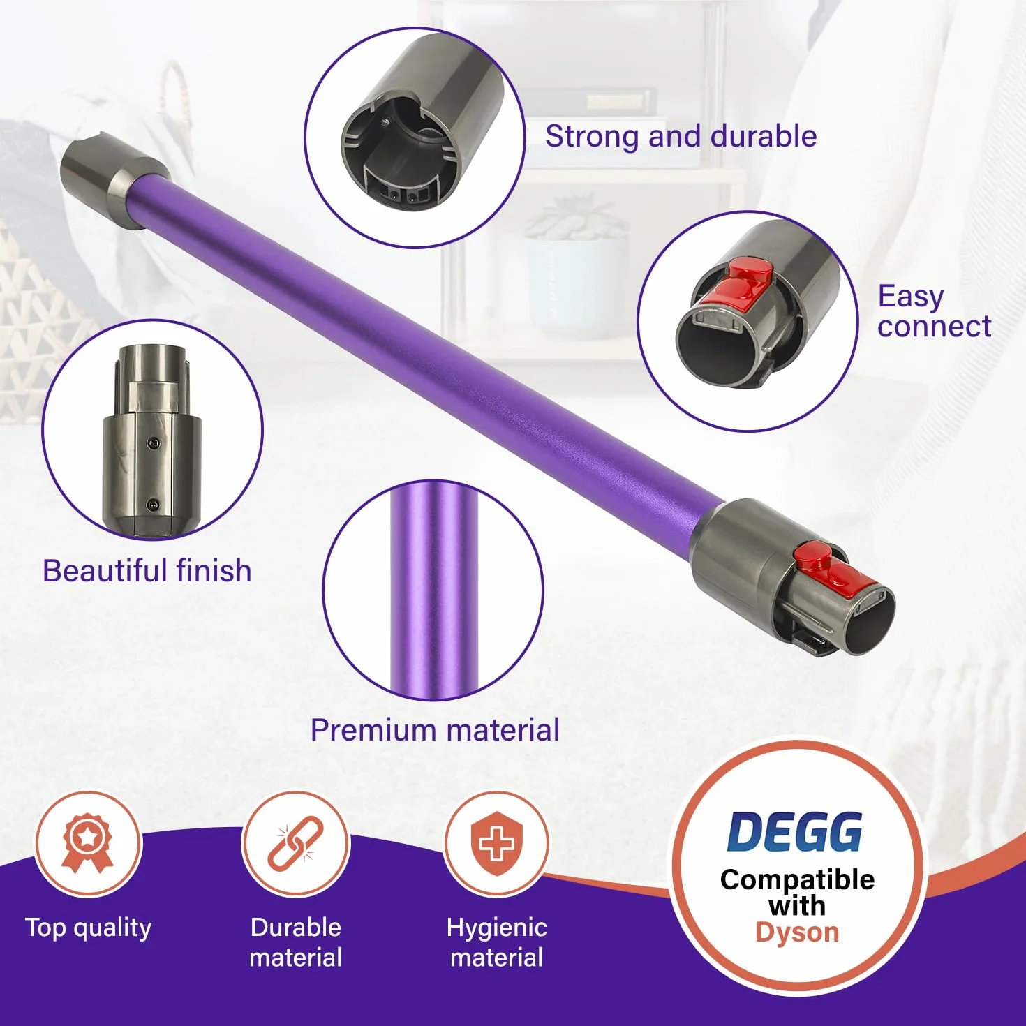 Rura Teleskopowa 32 mm do Dyson V7 V8 V10 V11 V15 Fioletowa - Części Zamienne