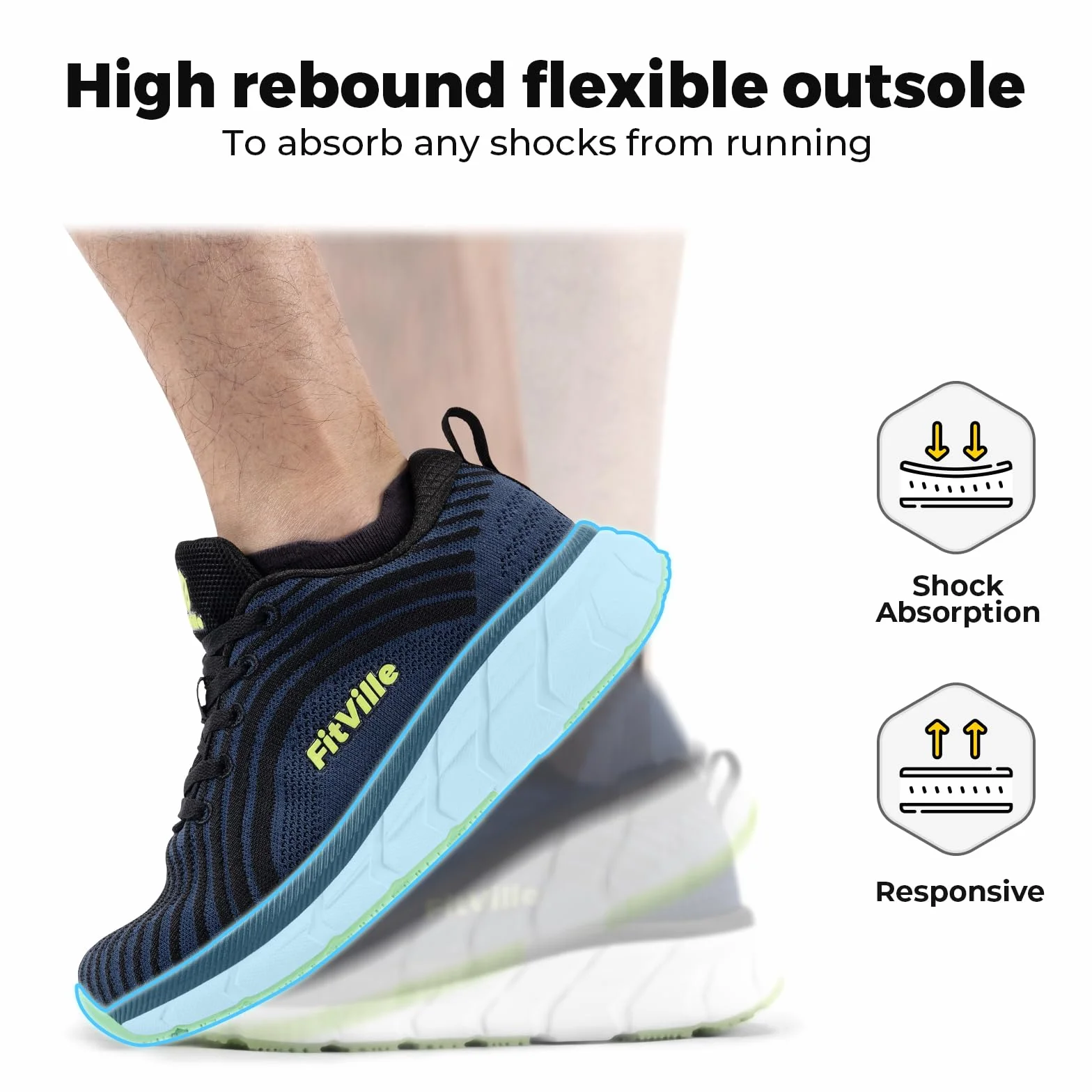 Fitville Extra Wide Buty Do Biegania Męskie Buty Do Biegania Amortyzowane Buty Sportowe Lekkie, Oddychające Trampki Tenisówki Fitness Buty Do Chodzenia V2