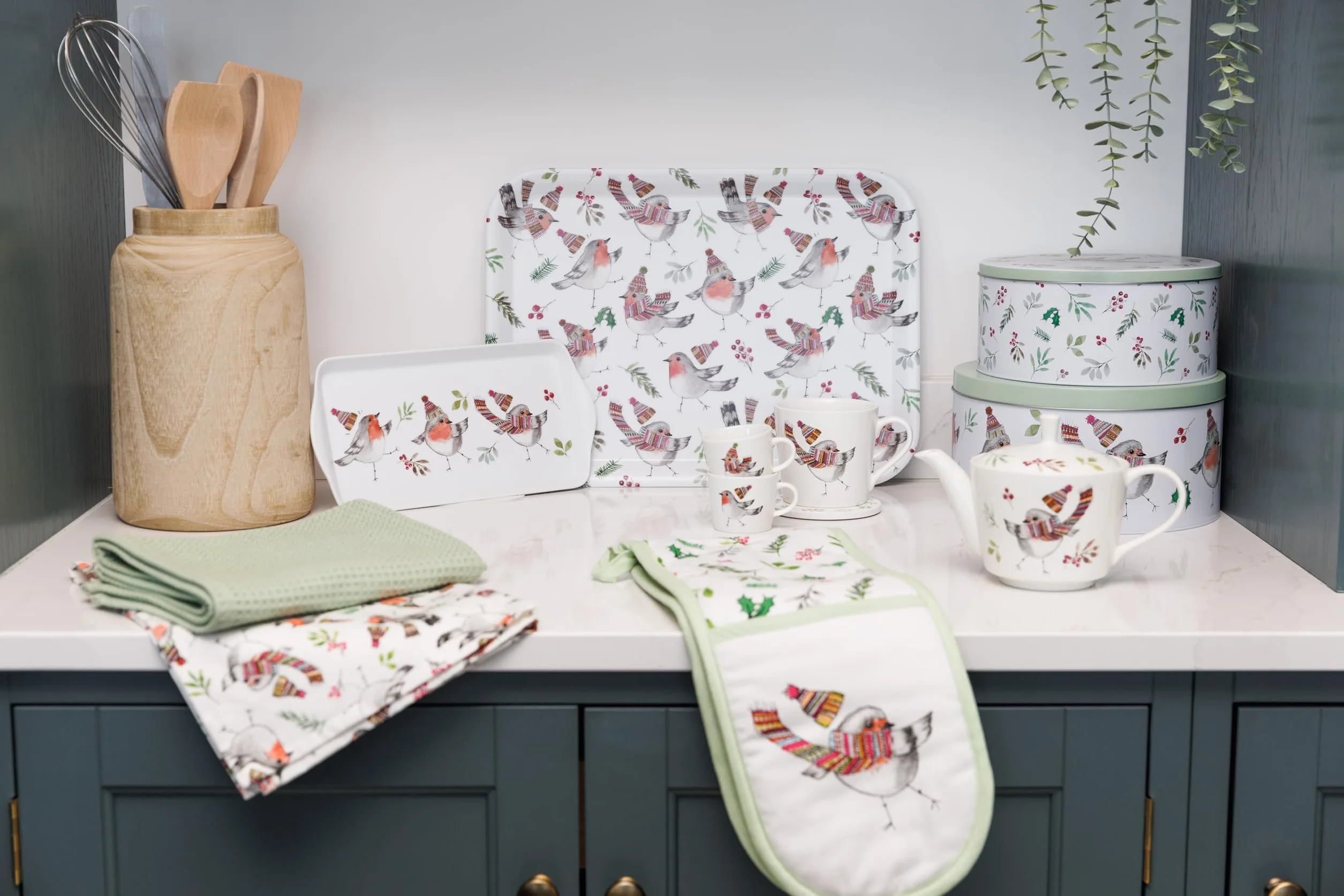 Mikasa Tipperlyhill Robin Ceramiczny zestaw kubków i podstawek, 380 ml, w pudełku prezentowym