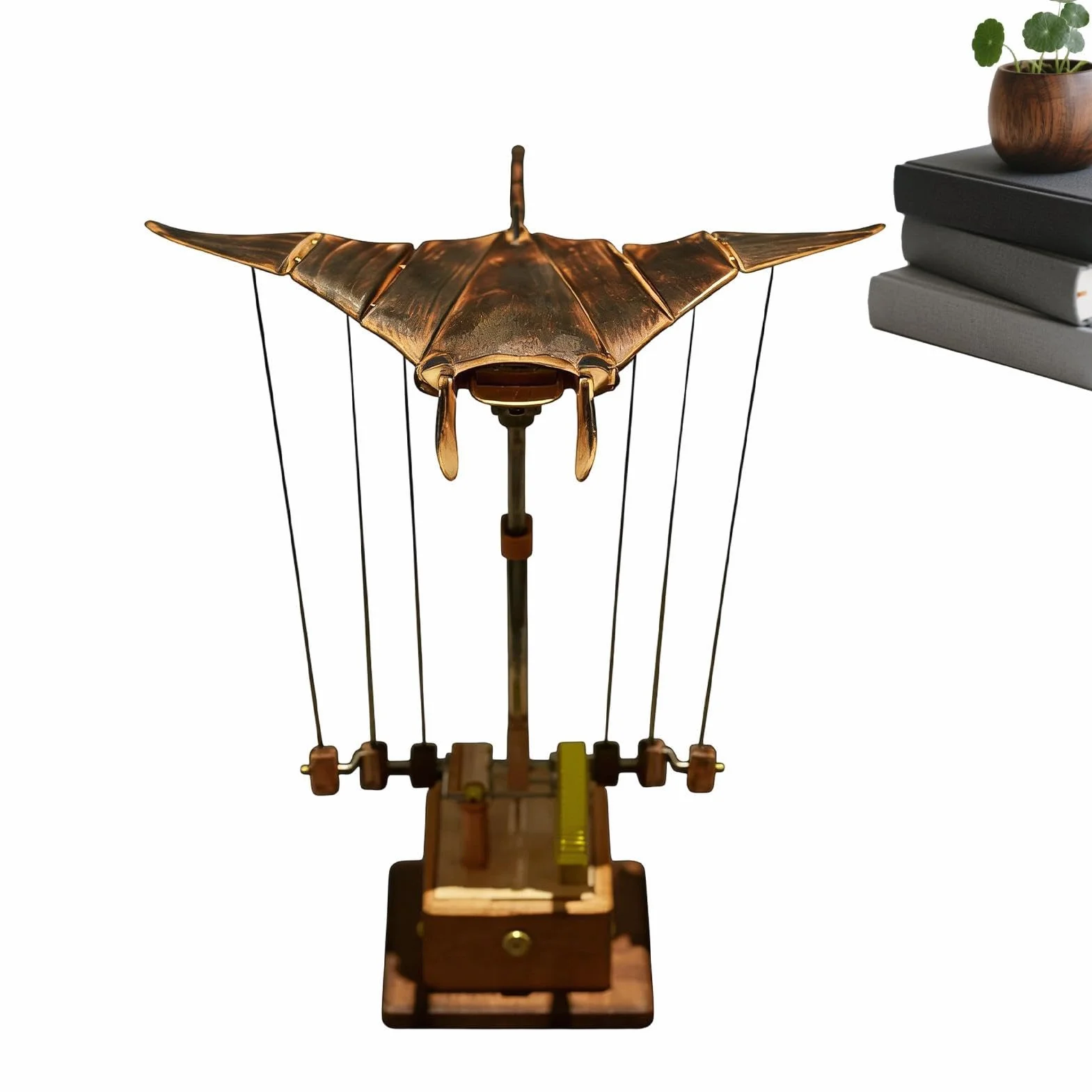 Mechaniczny Manta Ray drewniany automat do dekoracji biurka rzeźba mechaniczna
