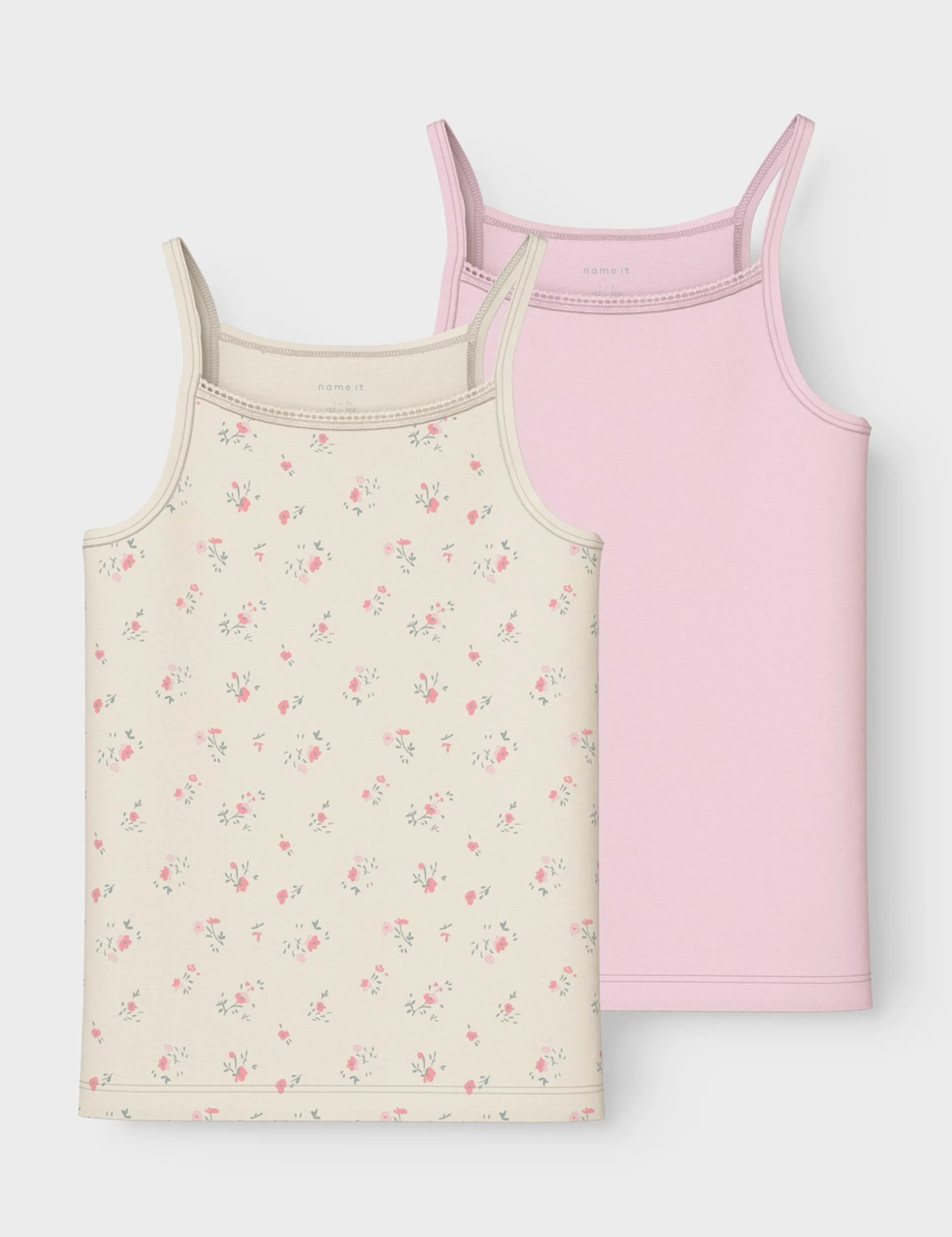NAME IT Dziewczęca Nkfstrap Top 2P Flower Noos, Turtledove, Numeric_122, Turtledove, numeric_122