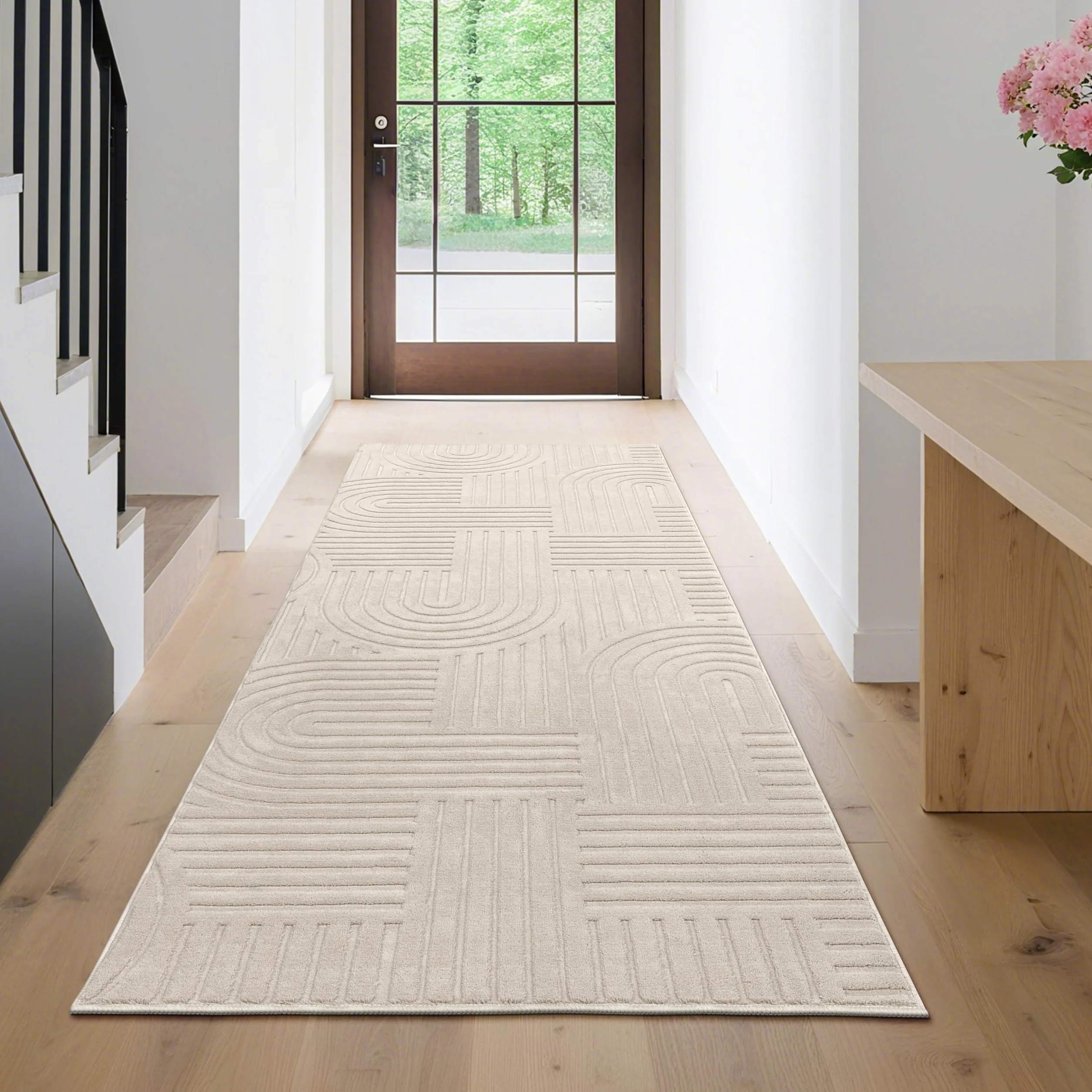 Enyhom Bieżnik na korytarz, 80 x 200 cm, beżowy chodnik do korytarza, można prać w pralce, chodnik do przedpokoju, na drzwi kuchenne, przedpokój, pralnię, korytarz