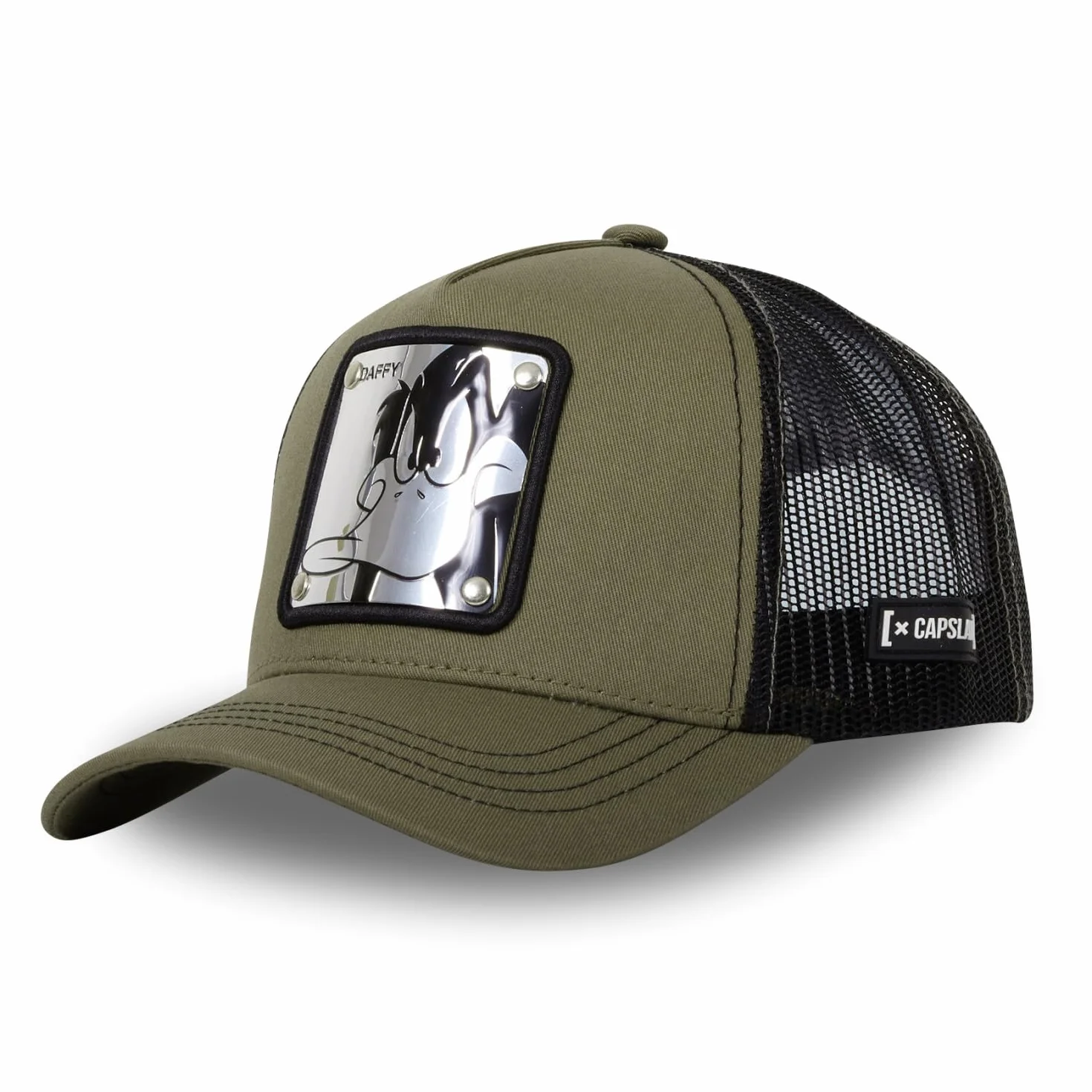 Capslab Kaczor Daffy Looney Tunes Metalowa Płyta Oliwkowa Czapka Trucker