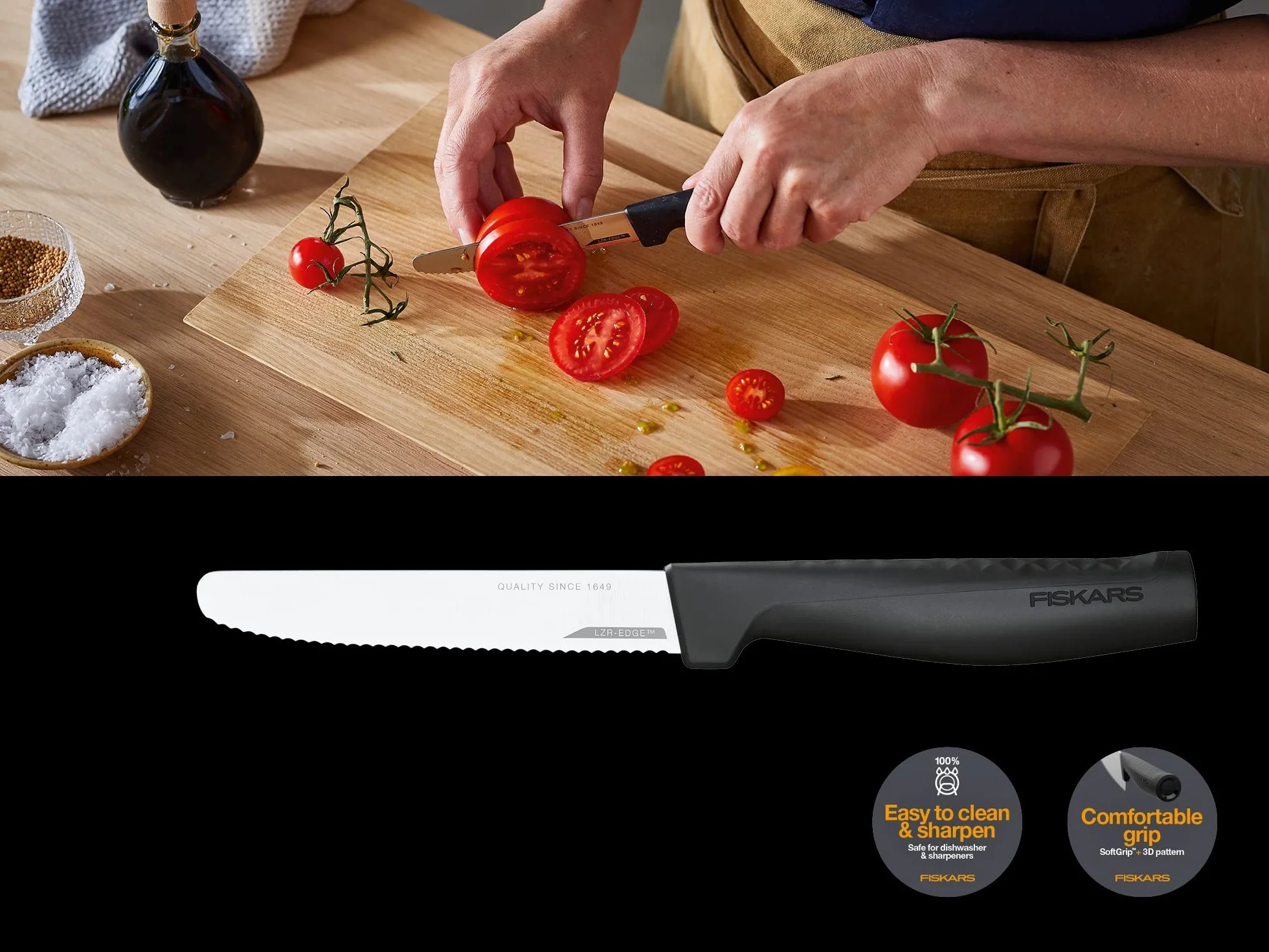 Fiskars Nóż do pomidorów Hard Edge 23,4 cm Stal nierdzewna