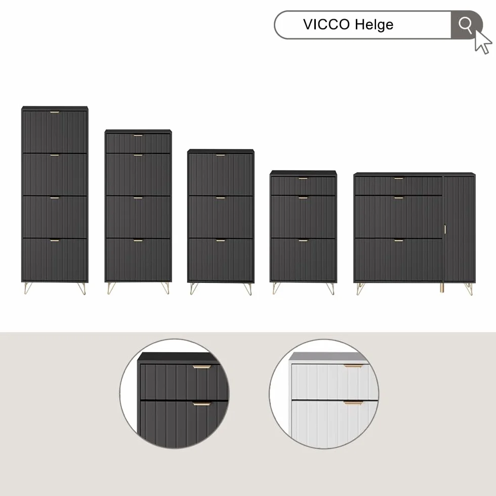 Vicco Szafka na buty Helge Czarny 108 x 107.5 cm