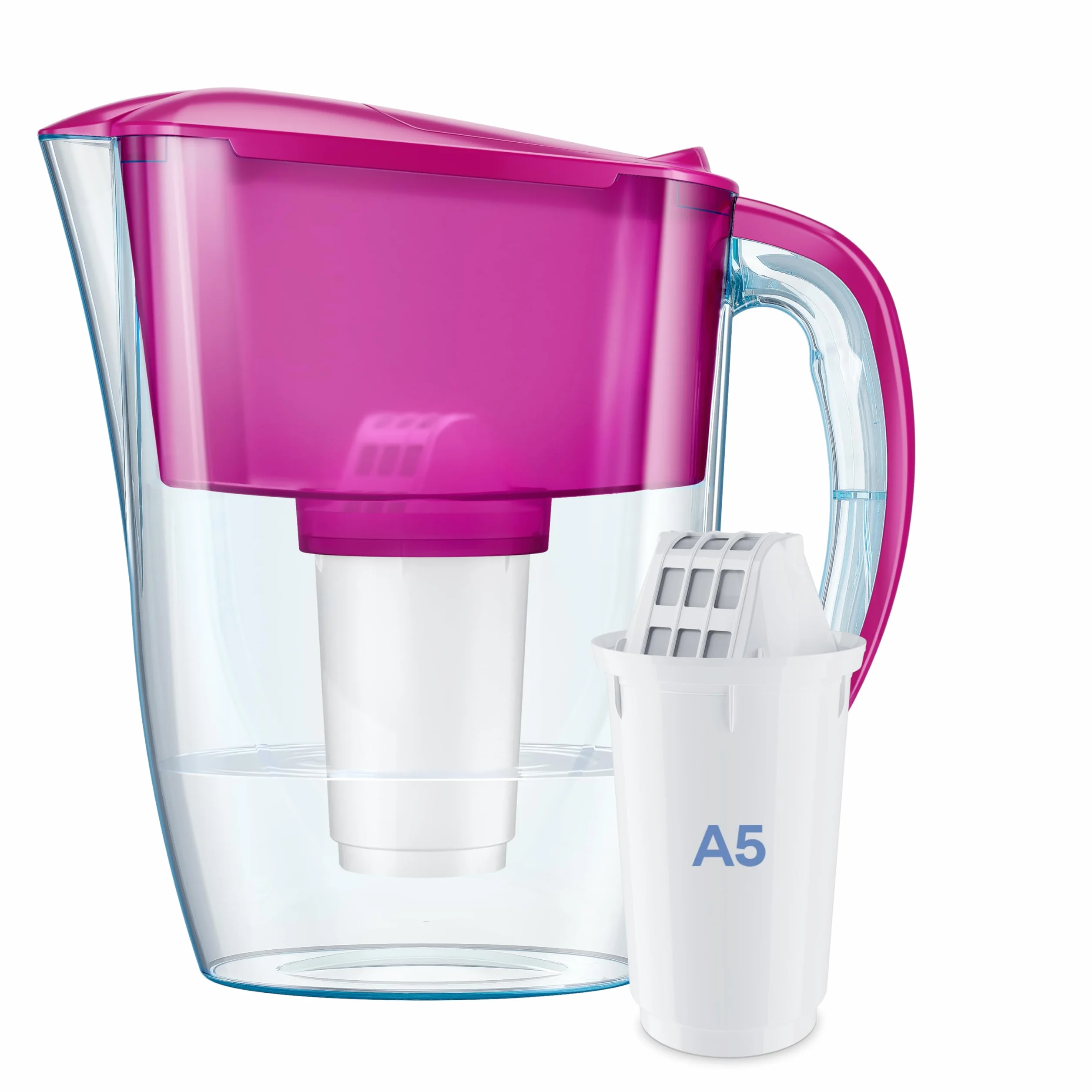 AQUAPHOR Smile Dzbanek filtrujący do wody z 1 wkładem A5 o pojemności 350 litrów, różowy Cyklamen, całkowita pojemność 2,4 l (opakowanie może się różnić)