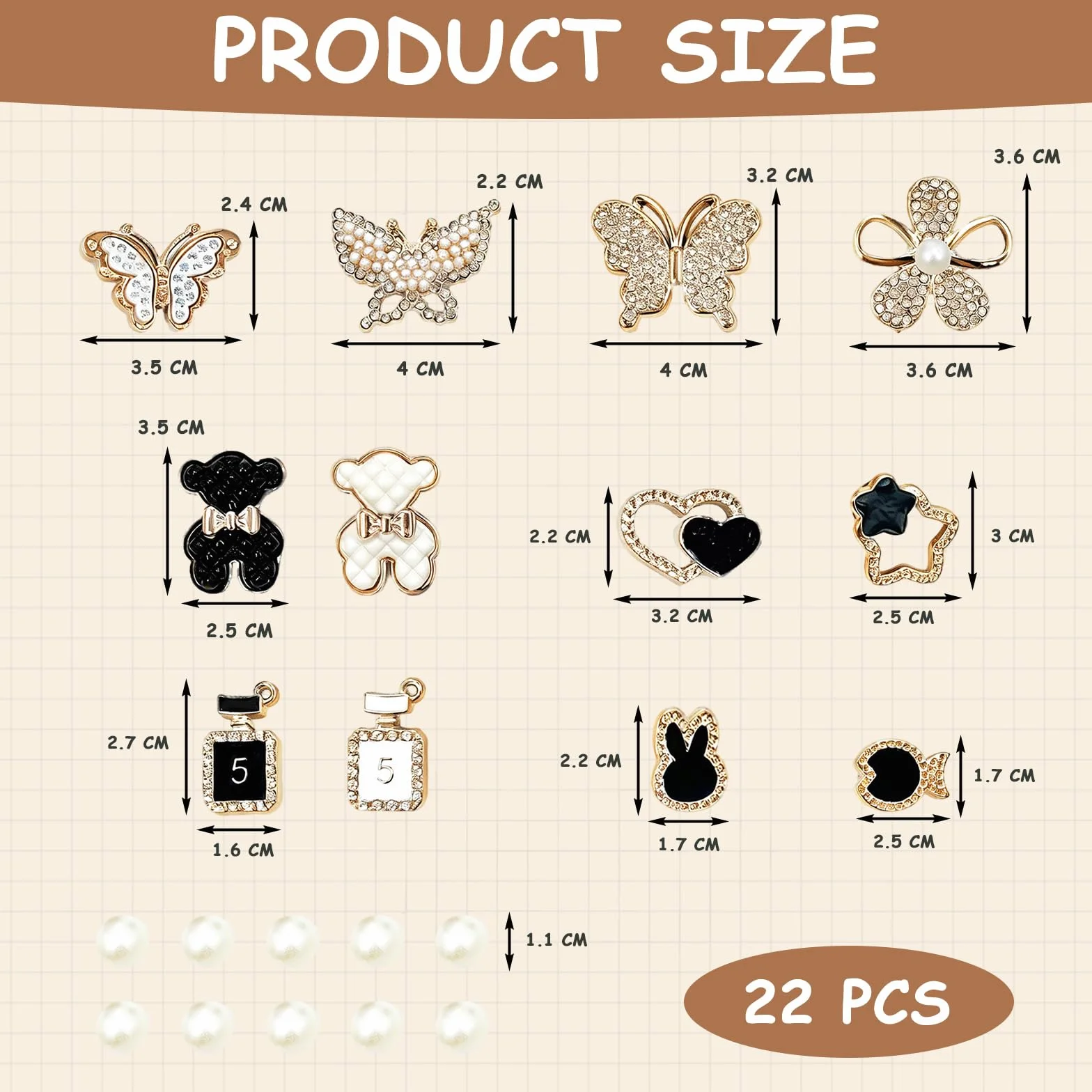 Croc Charms, zawieszki Croc dla dorosłych i klipsy do butów, 22-częściowy zestaw akcesoriów Crocs z zawieszką, niedźwiedziem i kwiatem, dekoracja DIY do spersonalizowanych butów i toreb