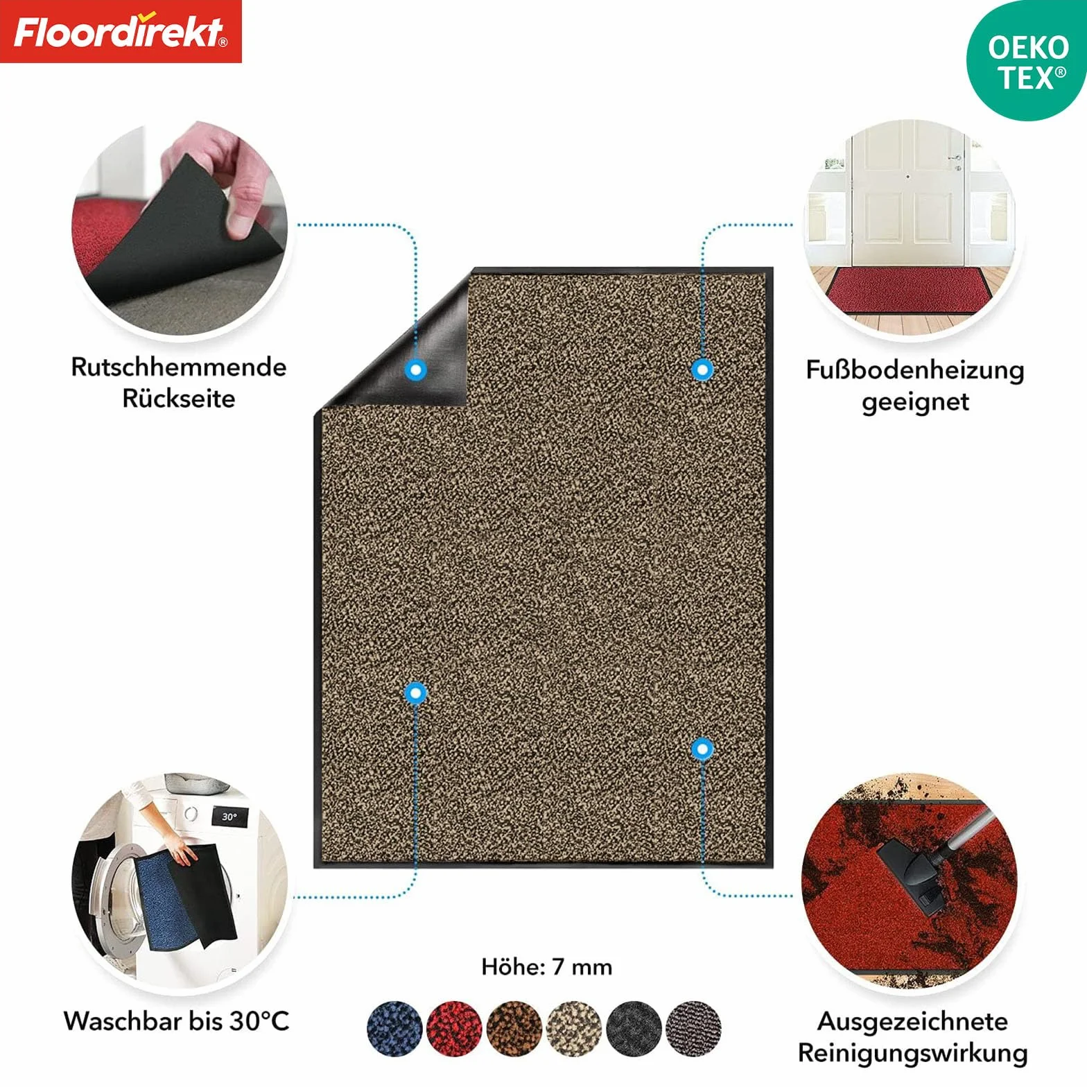 Wycieraczka etm 90 x 120 cm ochra czarna pod drzwi wejściowe wewnątrz zewnątrz