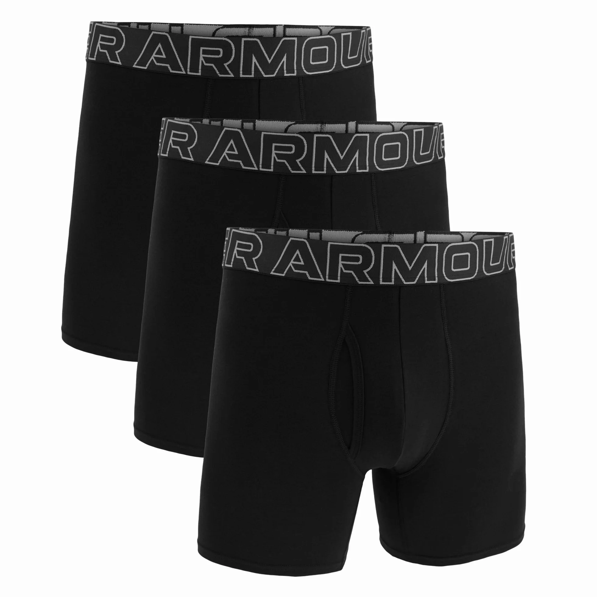 Under Armour Bokserki męskie, 3-pak, bawełniane bokserki, długość wewnętrzna 15 cm, oddychające, odprowadzające wilgoć, miękkie w dotyku, komfort przez cały dzień, Czarny, XXL