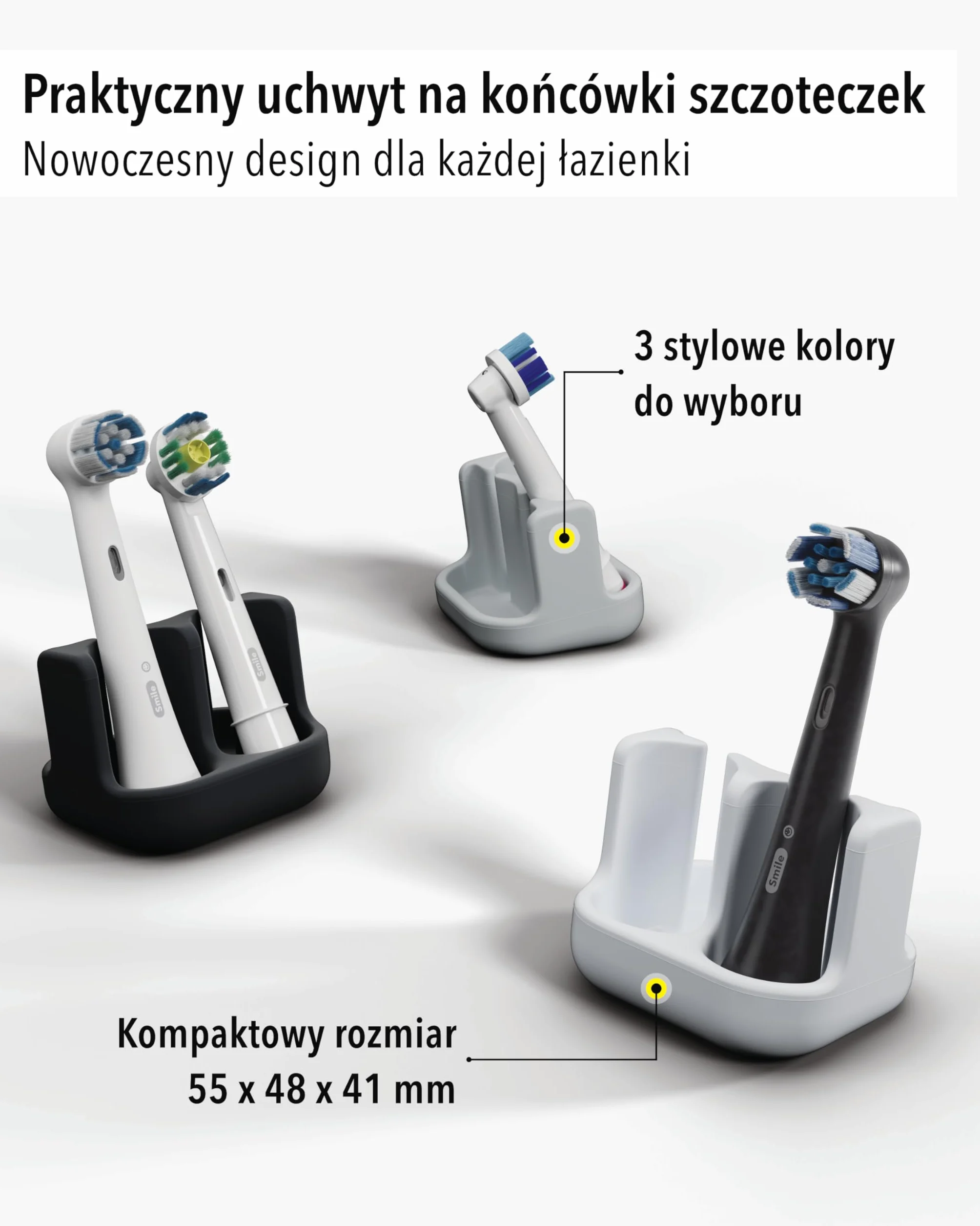 Uchwyt na 2 końcówki do szczoteczek Silikon spożywczy Biały Kompatybilny Oral-B iO Philips Sonicare Waterpik Fairywill
