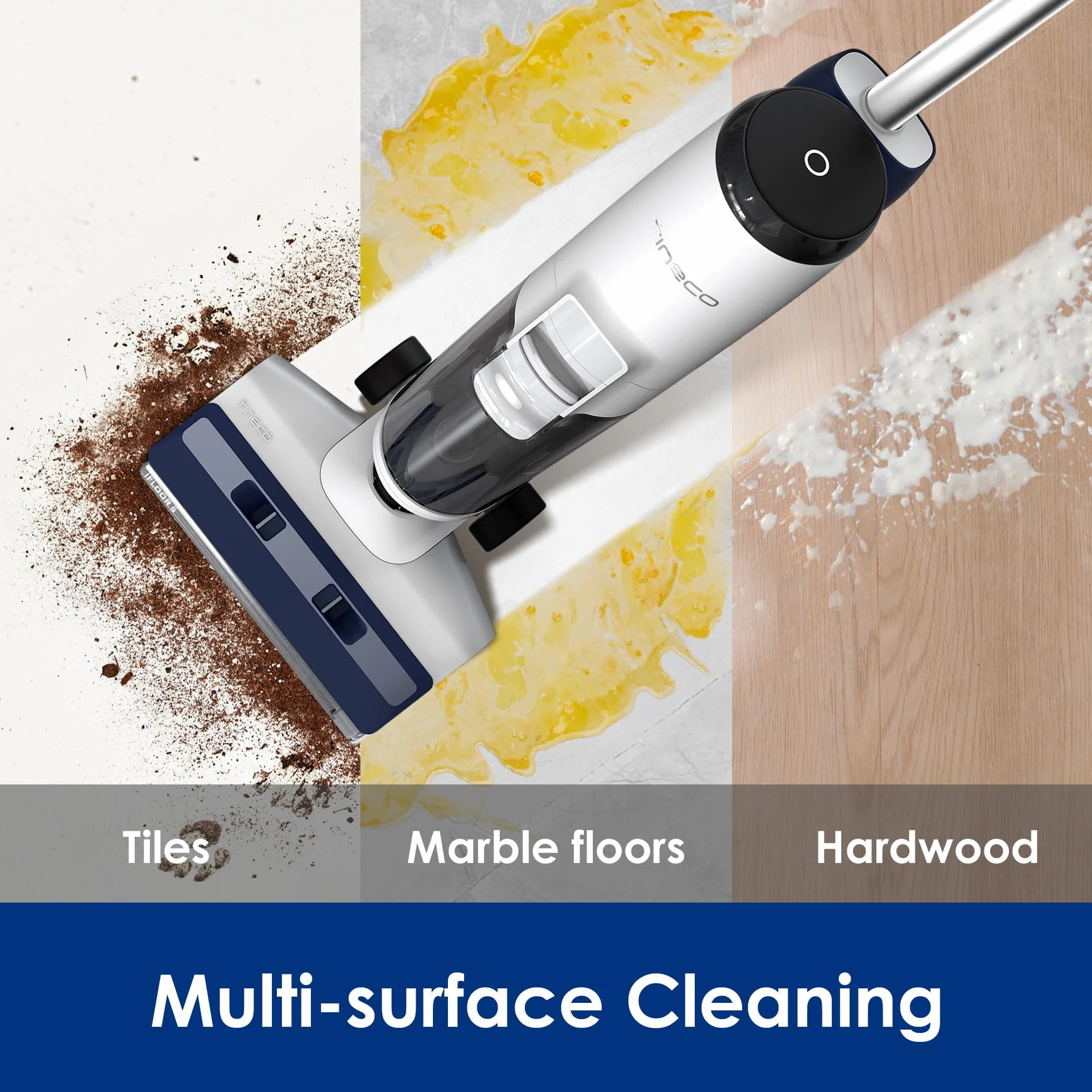 Tineco iFLOOR 5 Breeze Complete odkurzacz do pracy na mokro i na sucho, Jednoetapowe czyszczenie twardych podłóg, Czyszczenie krawędzi <0,5 cm, Samoczyszczenie, Lekki bezprzewodowy mop próżniowy