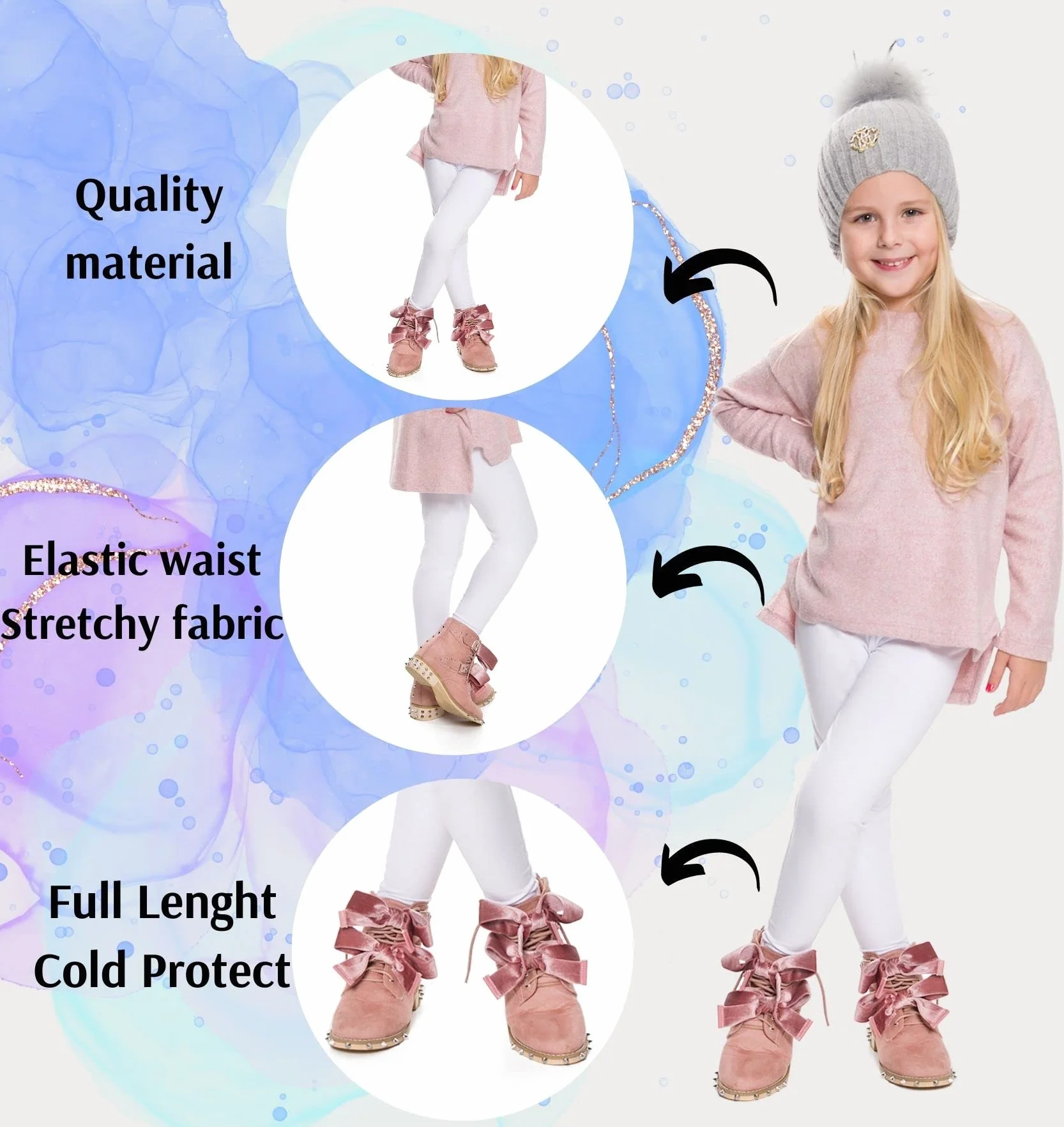 hi!mom Zimowe legginsy dziecięce pełnej długości bawełniane spodnie dziecięce materiał termiczny grube zimowe legginsy dla dzieci ciepłe oddychające spodnie dziecięce na co dzień dla dzieci dziewczęce