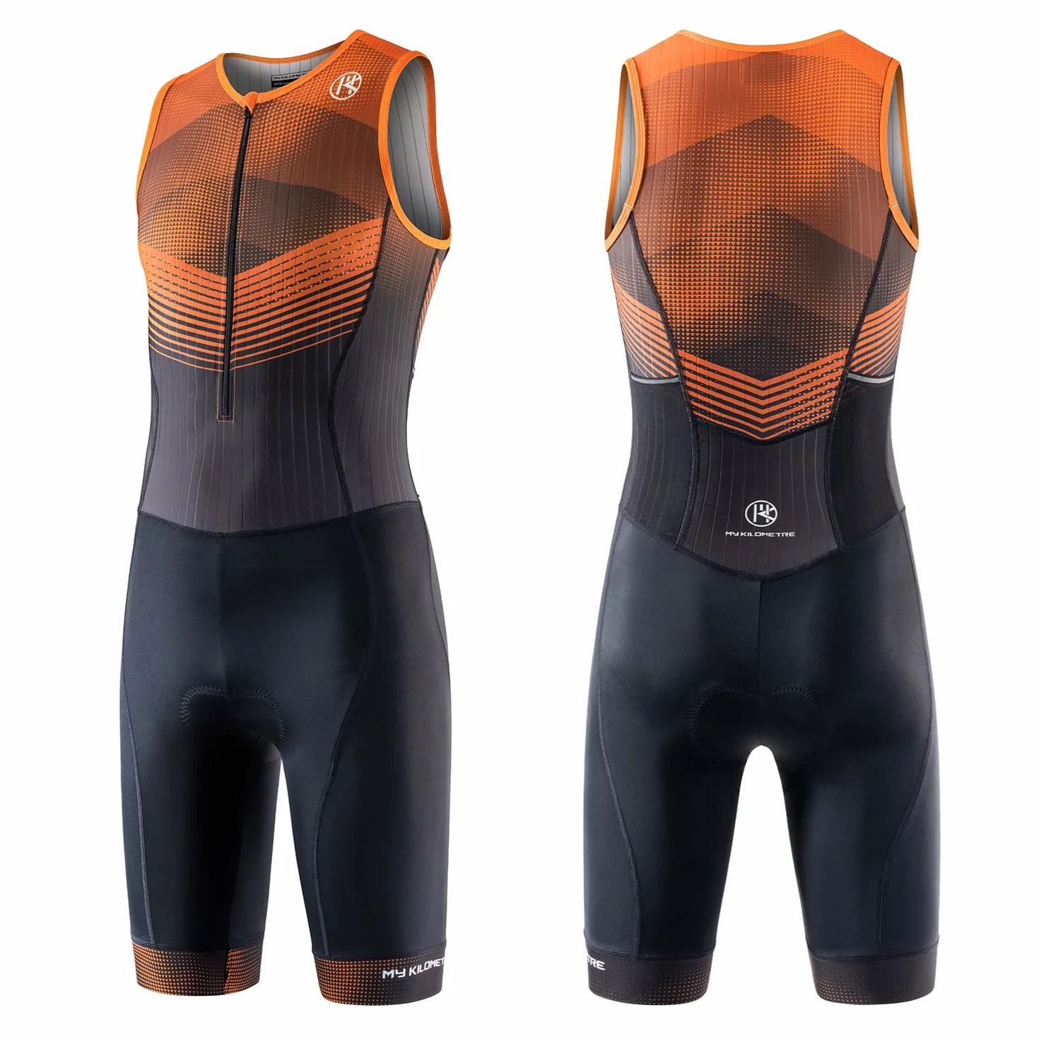 MY KILOMETRE Męski Kombinezon Triathlonowy Bez Rękawów – Jednoczęściowy Trisuit Oddychający i Szybkoschnący z Tylną Kieszenią