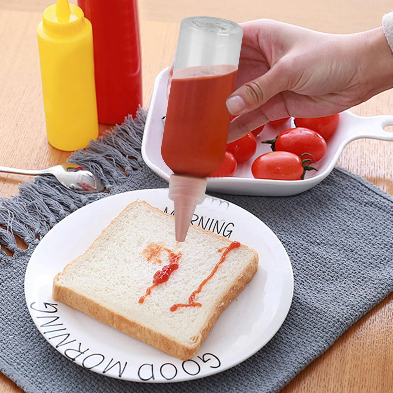 Butelka z dozownikiem oleju, 100 ml butelek wyciskających, butelka z tworzywa sztucznego, dozownik oleju kuchennego, pojemnik na olej, sos do przypraw, keczup majonez