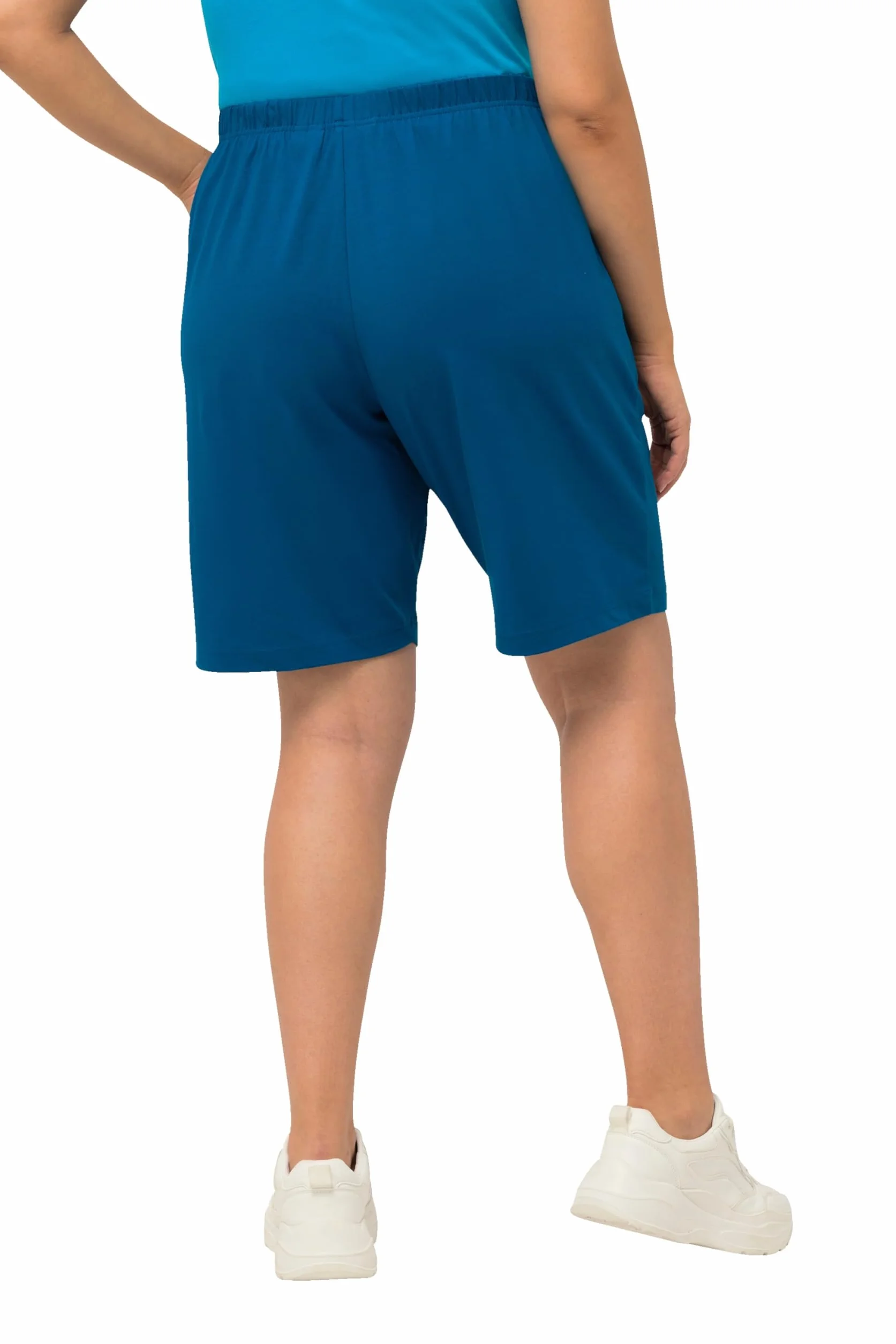 Ulla Popken, Damskie duże rozmiary, szorty z dżerseju, kieszenie, elastyczny ściągacz, niebieski, 32W / 32L