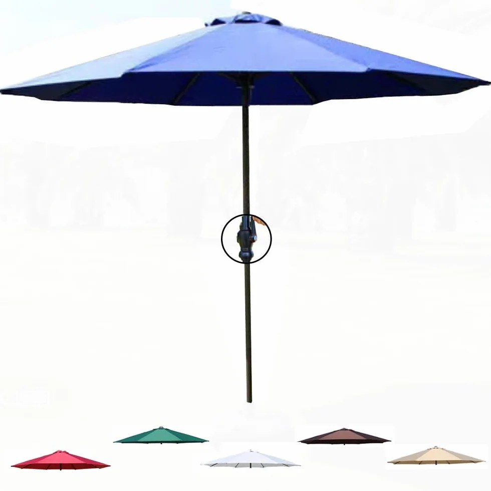 Zewnętrzny parasol tarasowy z korbą chroniący przed promieniowaniem UV, 8 żeber, parasol targowy do ogrodu, na taras, basen, trawnik, podwórko, bordowy baldachim dla osłony przeciwsłonecznej i relaksu