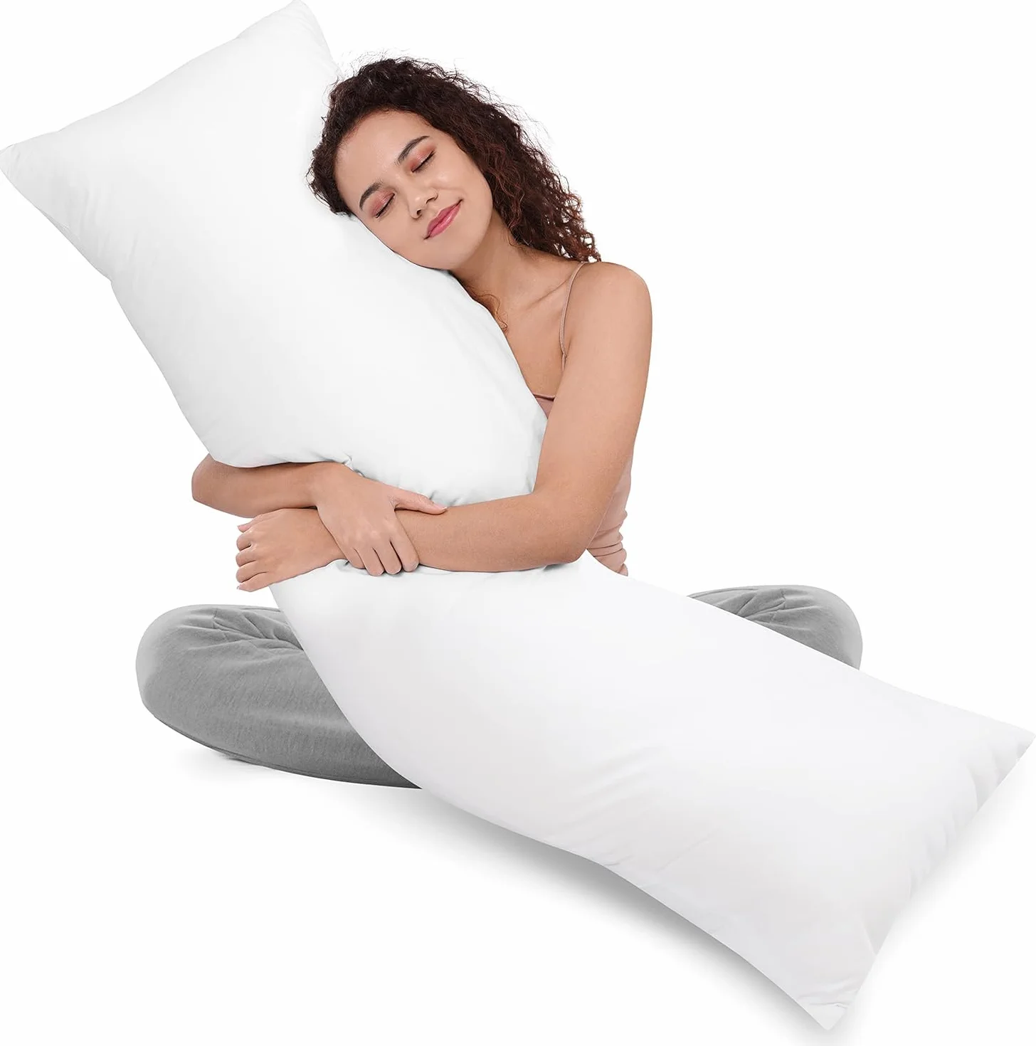 Utopia Bedding Poduszka na całe ciało długa do spania dla dorosłych śpiących na boku biała 50 x 137 cm