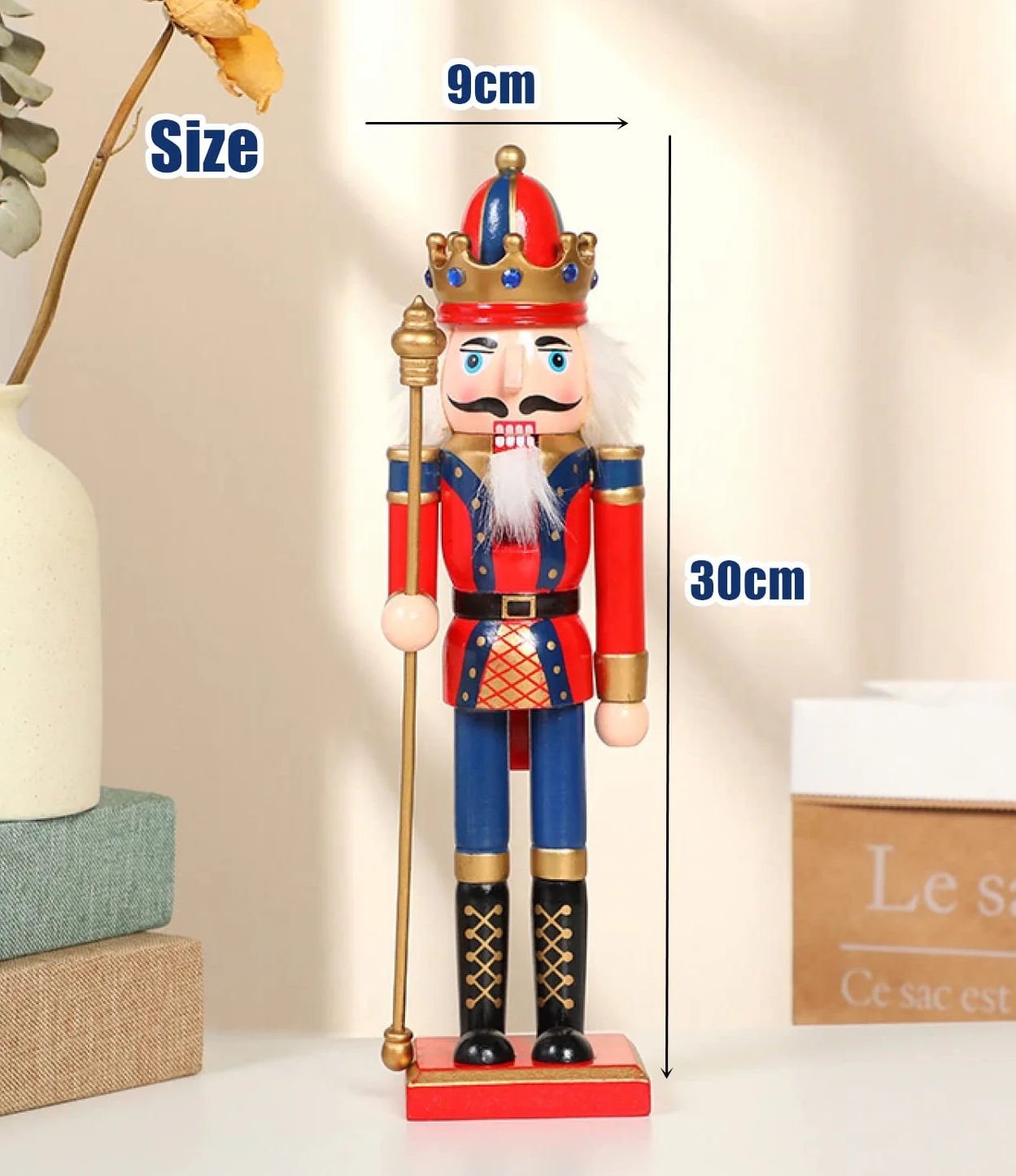 KAHEIGN figurki dziadków do orzechów z drewna 30 cm świąteczne dekoracje