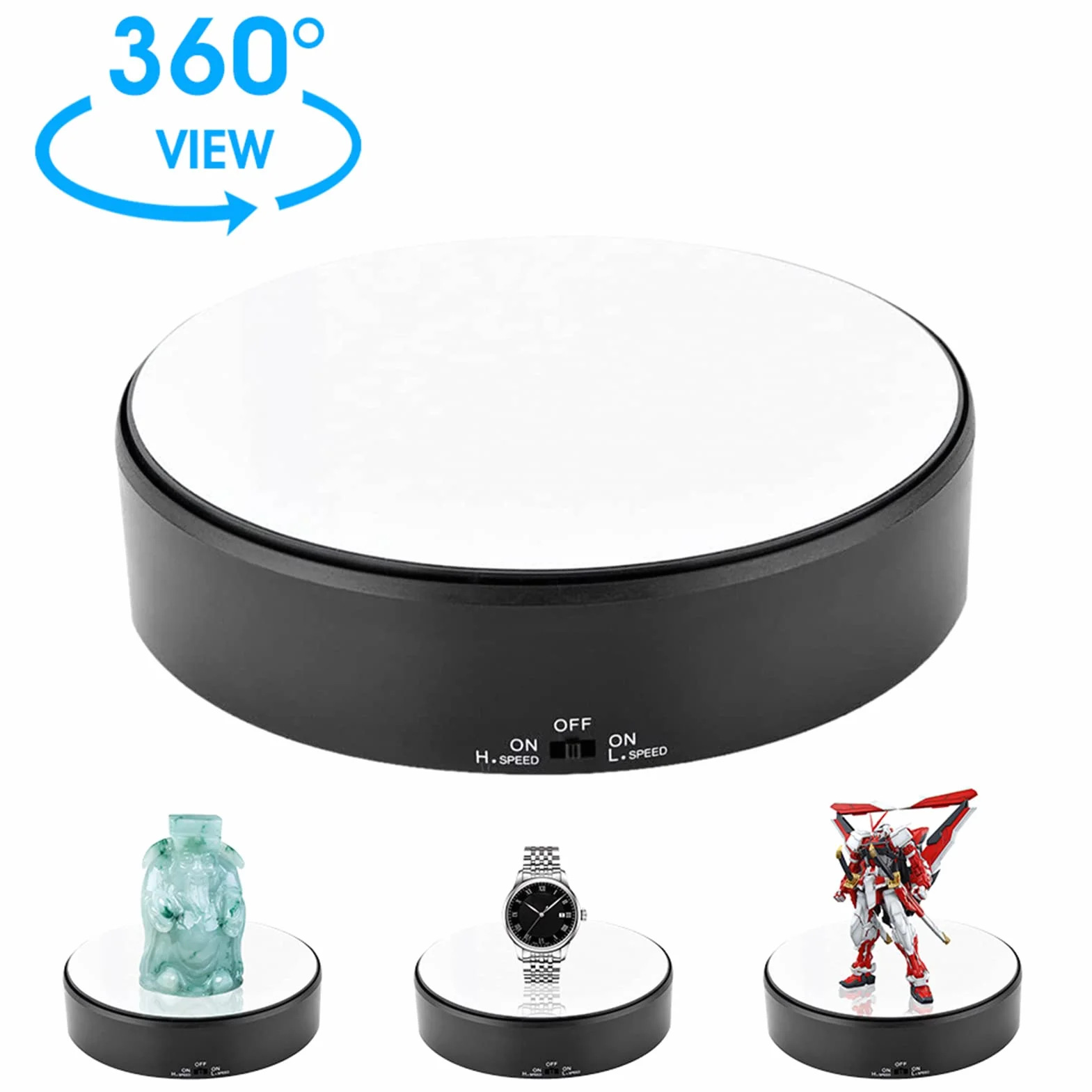 Battery Powered Display Turntable, 1.5kg Load Bearing Speed Adjustable Rotating Mirror Display Stand for Shop Home Display