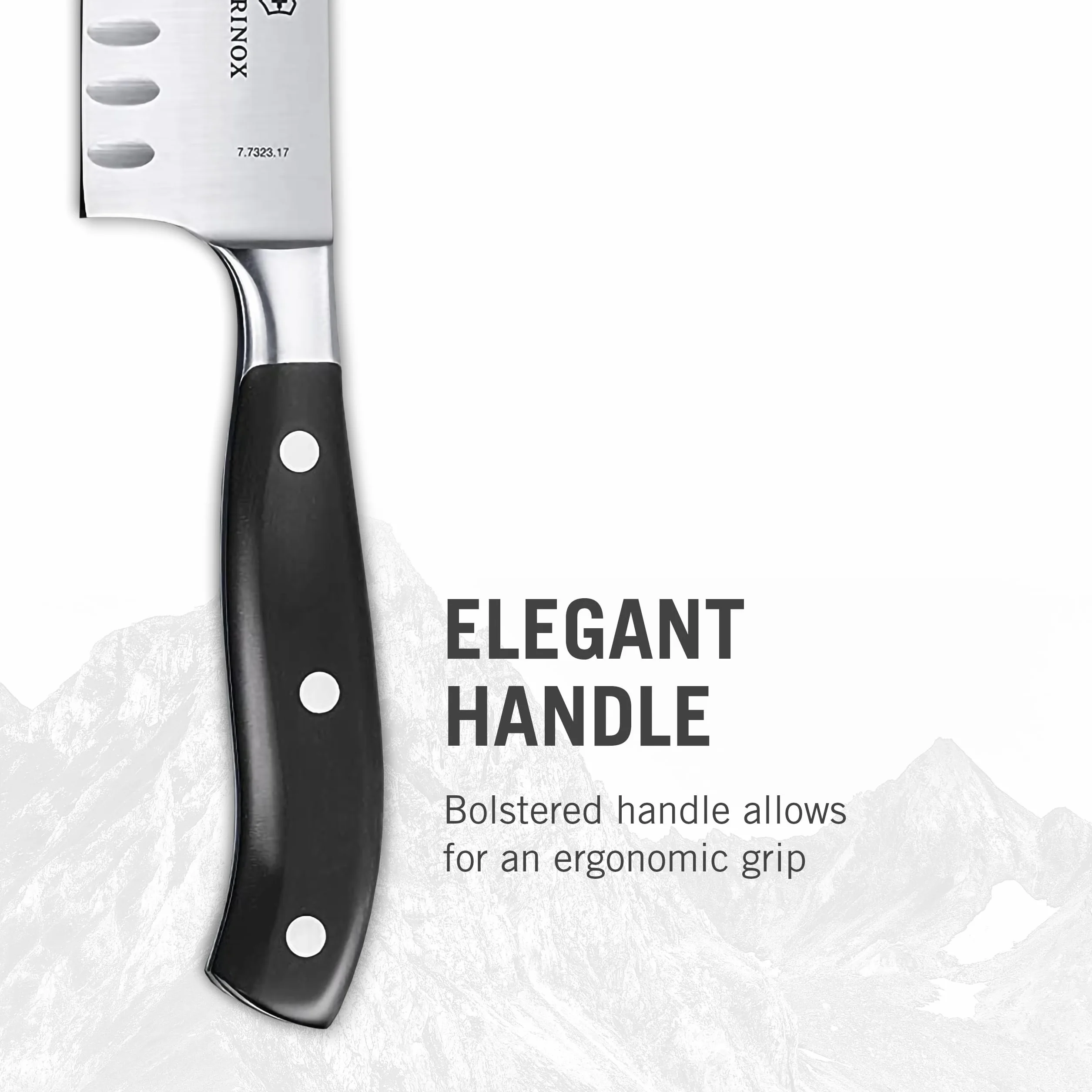 Victorinox, Grand Maître, Profi Santokumesser, Extra Scharfe Klinge, Kullenschliff, 17 cm, Robuster Kunststoffgriff, Rostfreier Stahl, schwarz