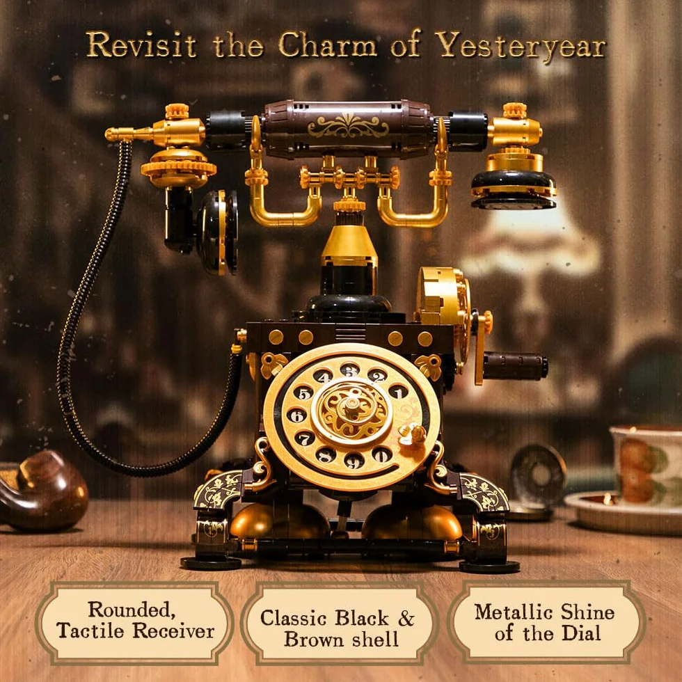 PANTASY Zestaw Klocków Retro Telefon Vintage DIY Model dla Dorosłych