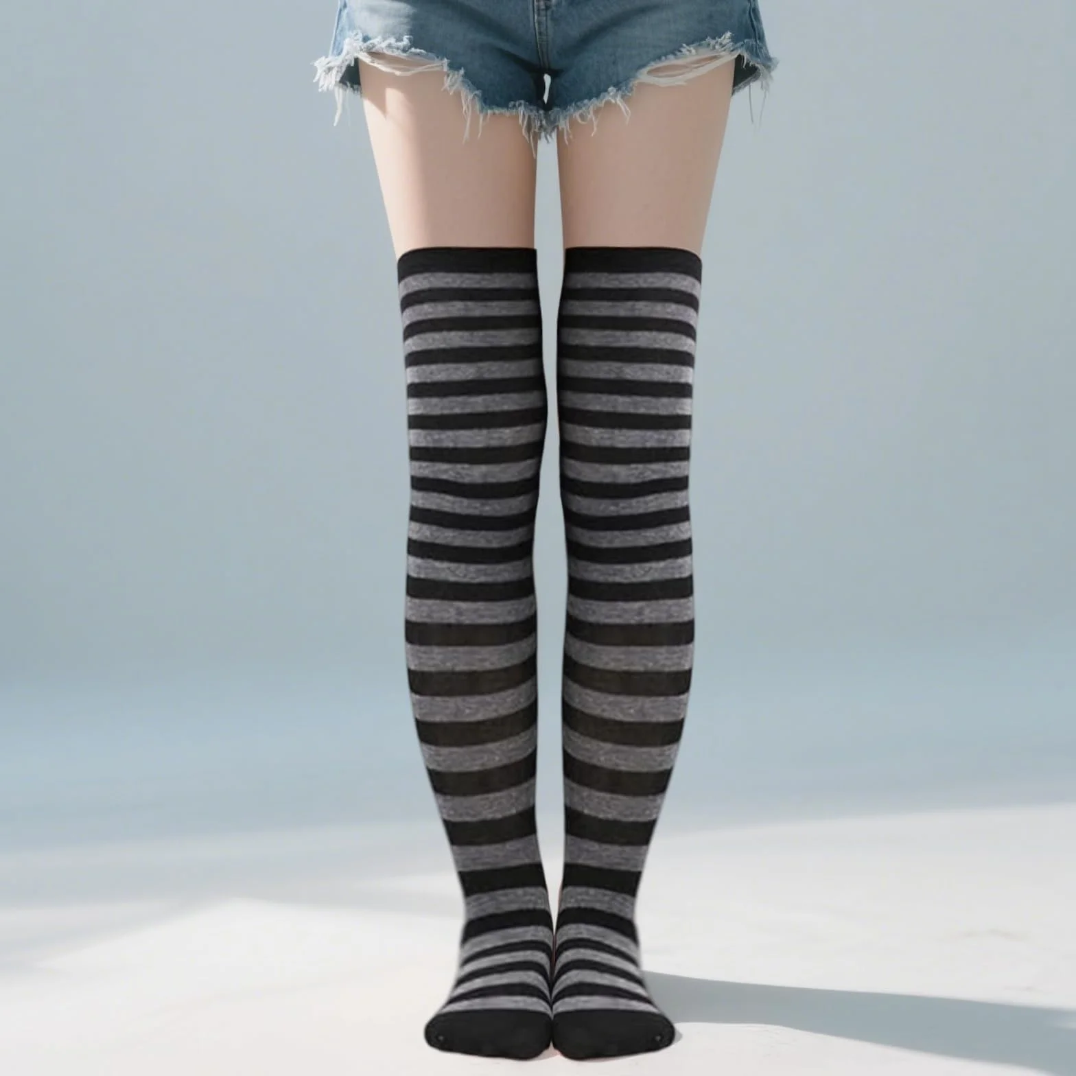 Damskie podkolanówki w paski, Thigh Highs, długie rękawiczki z dzianiny, zestaw skarpet na imprezę, kostium