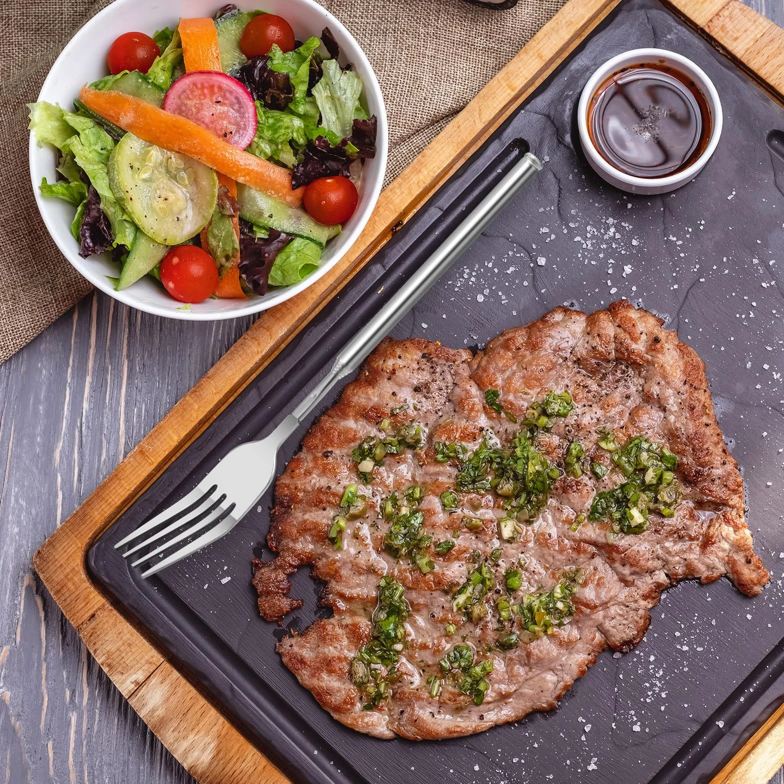 Wysuwany widelec teleskopowy ze stali nierdzewnej 60 cm do grilla i fondue