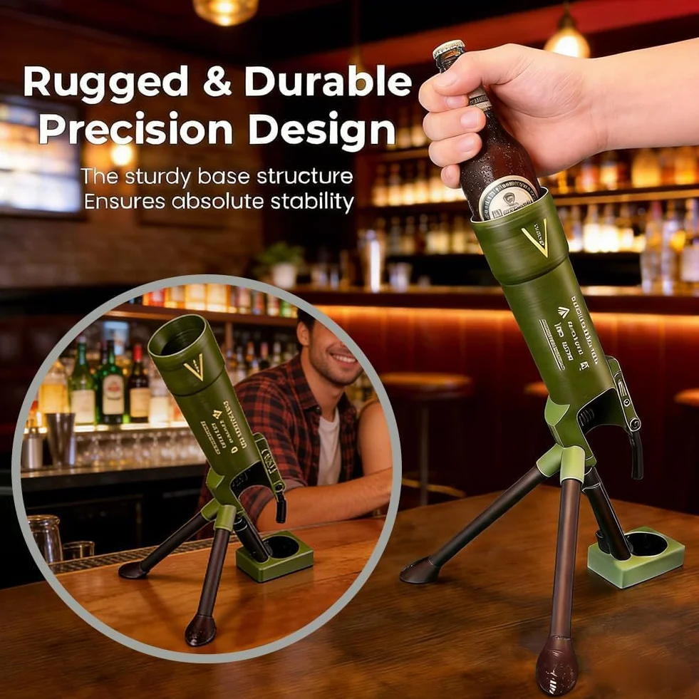 Otwieracz do butelek piwa w stylu moździerza, otwieracz do butelek moździerz, automatyczny wyrzut kapsli z mechanizmem dociskowym, Beer Bottle Mortar Bottle Opener zabawny, do domowego baru, imprezy
