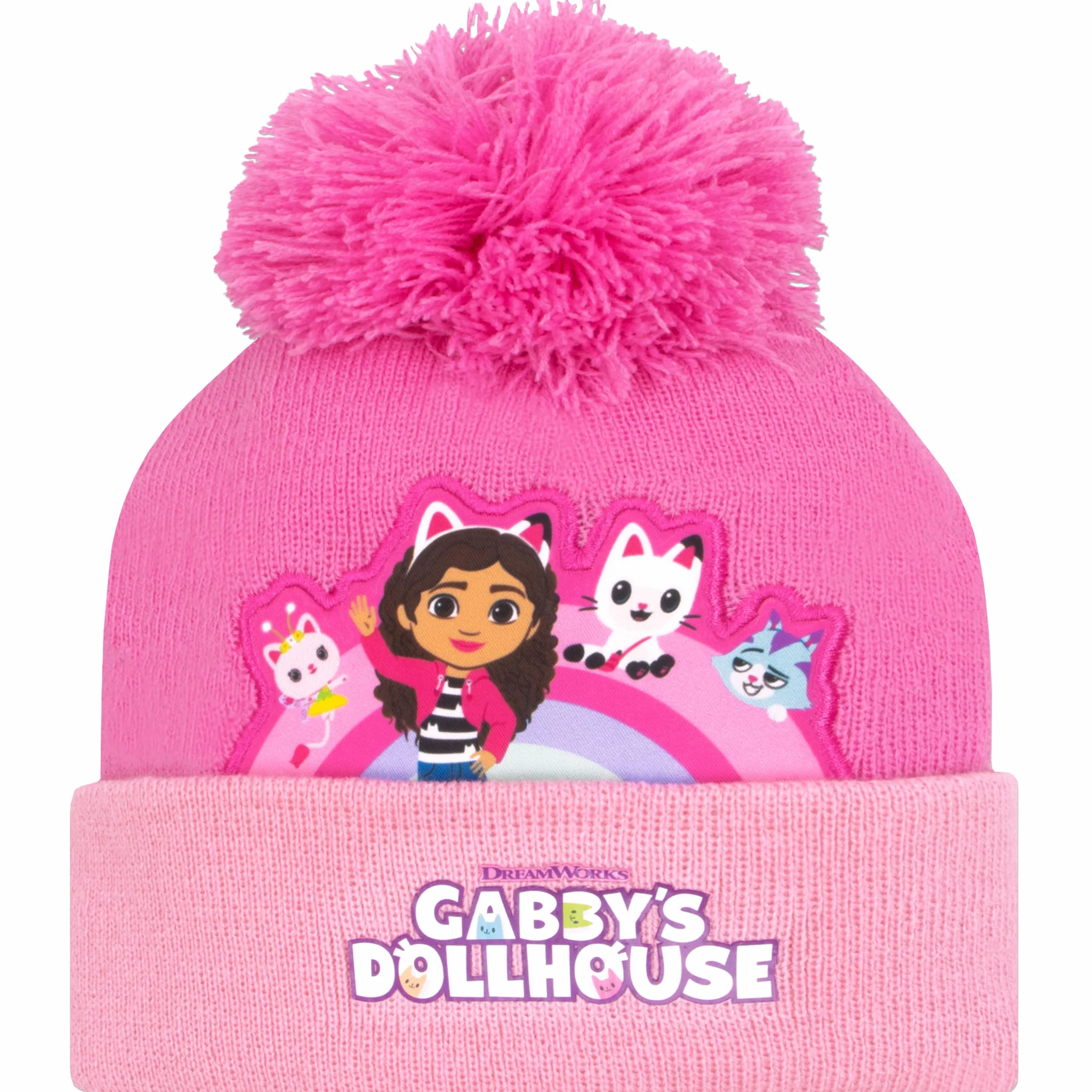 DreamWorks Gabby’s Dollhouse Zestaw Czapki I Rękawiczek Dla Dziewczynek | Czapka I Rękawiczki Z Pandy Paws | Zimowe Czapki Dla Dzieci | Różowy Uniwersalny Rozmiar