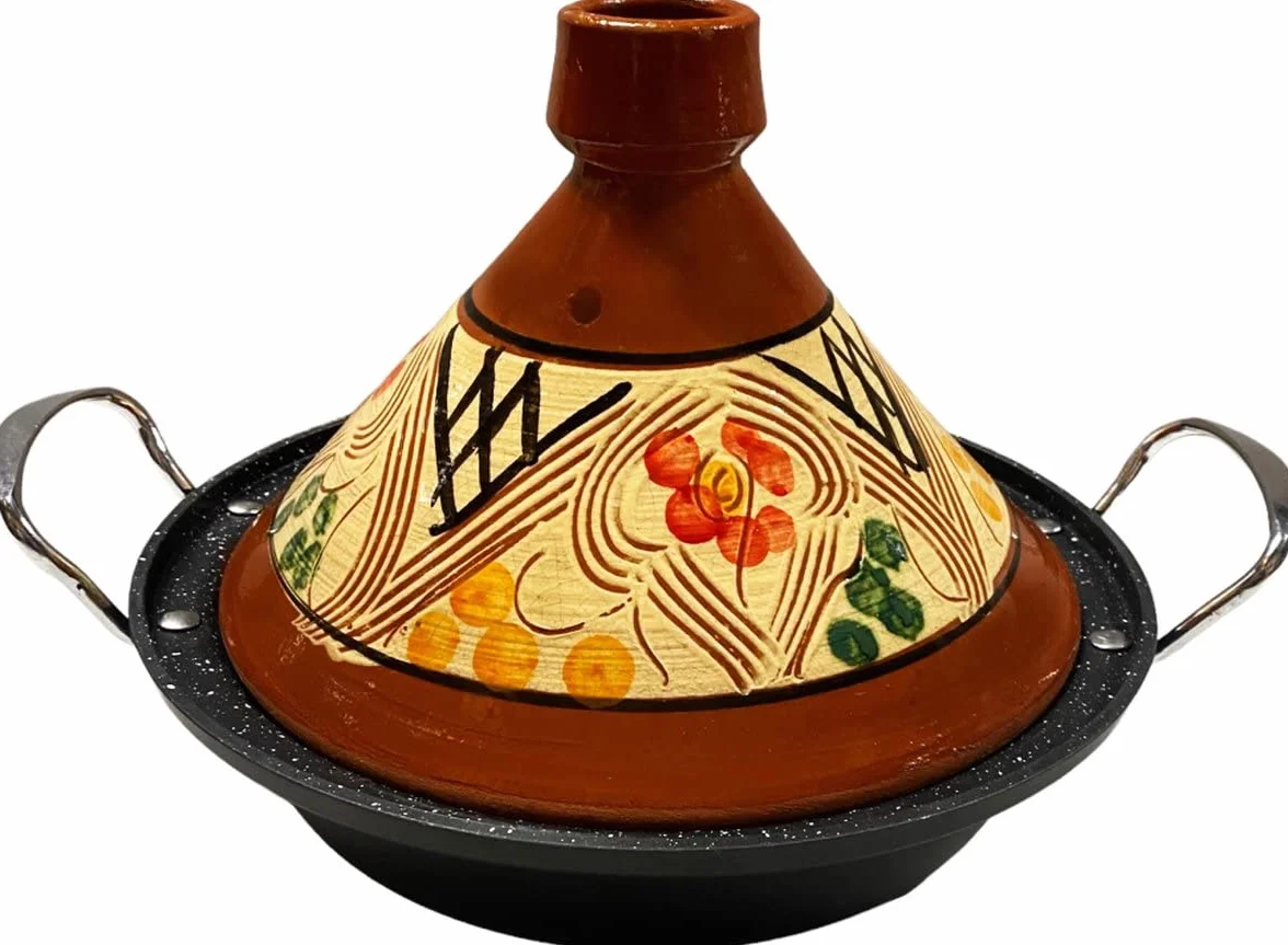 Ceramika Tajine i odlew aluminiowy indukcyjny | Uchwyty | Odpowiedni dla 4-8 osób - Wszystkie źródła ciepła | Ø 30cm