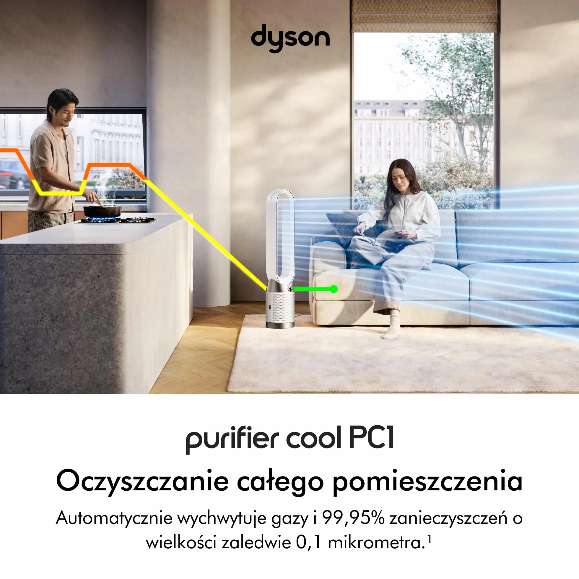 Dyson Purifier Cool PC1 chłodzący oczyszczacz powietrza o dużej mocy (Biały/Biały)