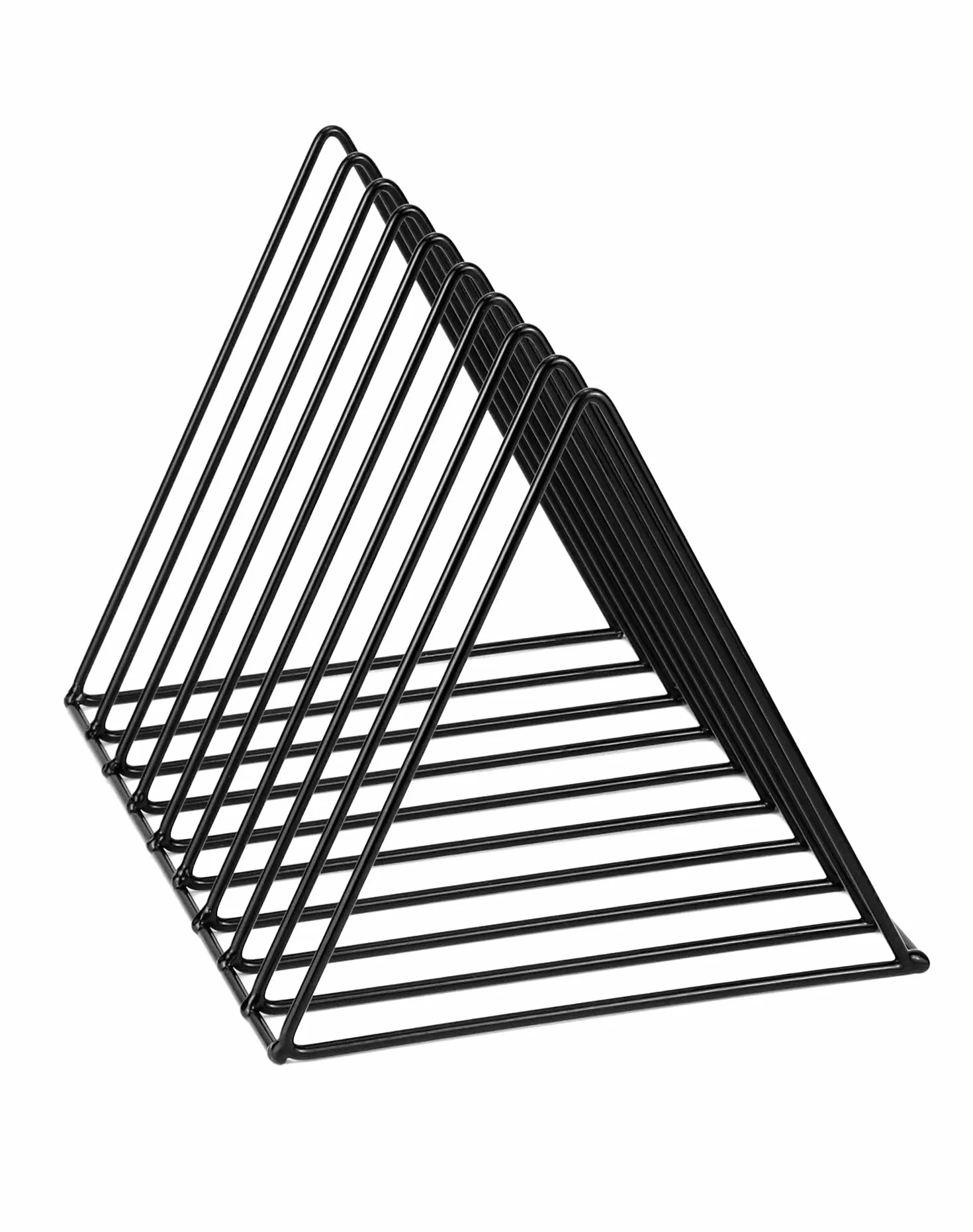 QWORK® Trójkątny organizer na książki, stojak na dokumenty, 9 przegródek, stojak na czasopisma, do przechowywania czasopism, książek, albumów fotograficznych, 2 szt
