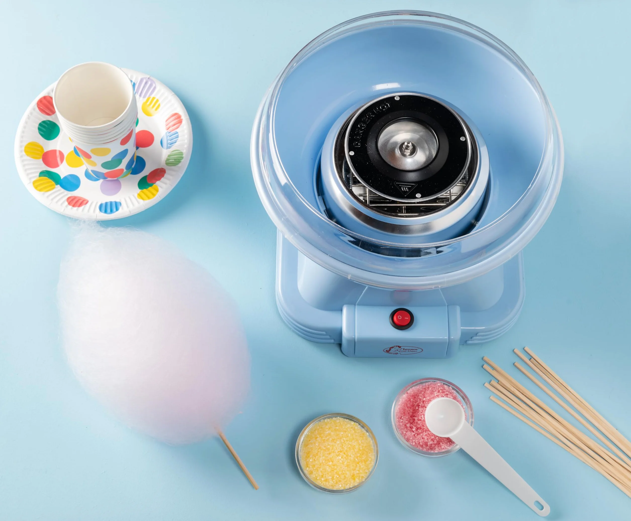 Bestron Retro Maszyna do waty cukrowej, Cotton Candy Maker z pałeczkami i łyżeczką