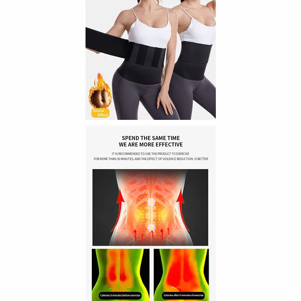 Poszerzony pas biodrowy taśma gimnastyczna elastyczny pas brzuszny trener talii dla kobiet plus size na brzuch czarny, Czarny