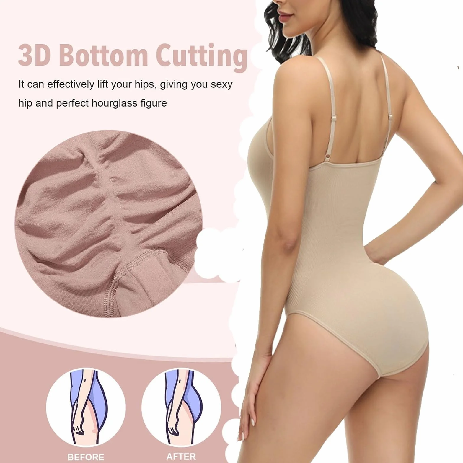 MOCHAMIK Body Shapewear dla kobiet Stringi wyszczuplają brzuch, bezszwowe bluzki z odkrytymi plecami