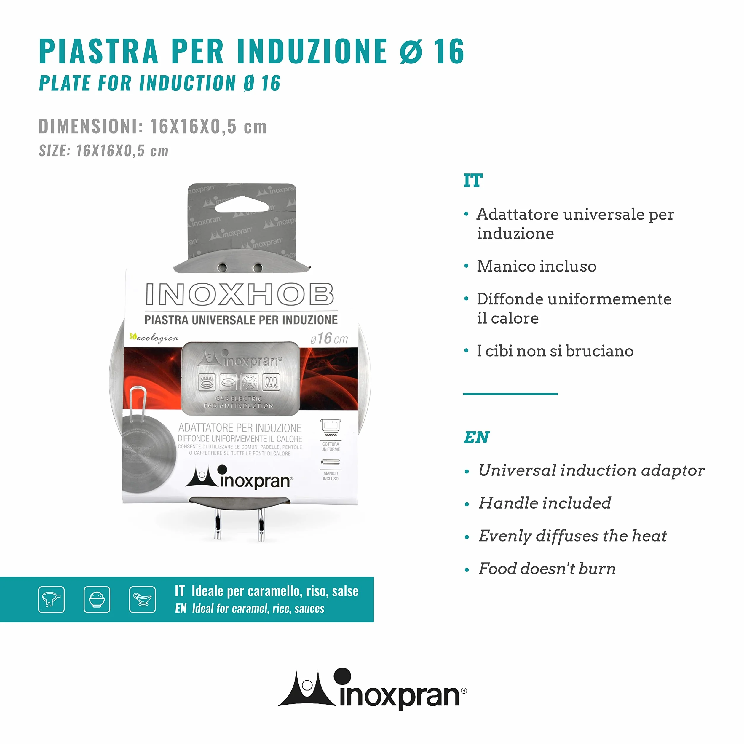 Piastra Per Induzione płyta indukcyjna ze stali nierdzewnej, 16 garnków i przygotowywania kuchni, szara, 16 cm