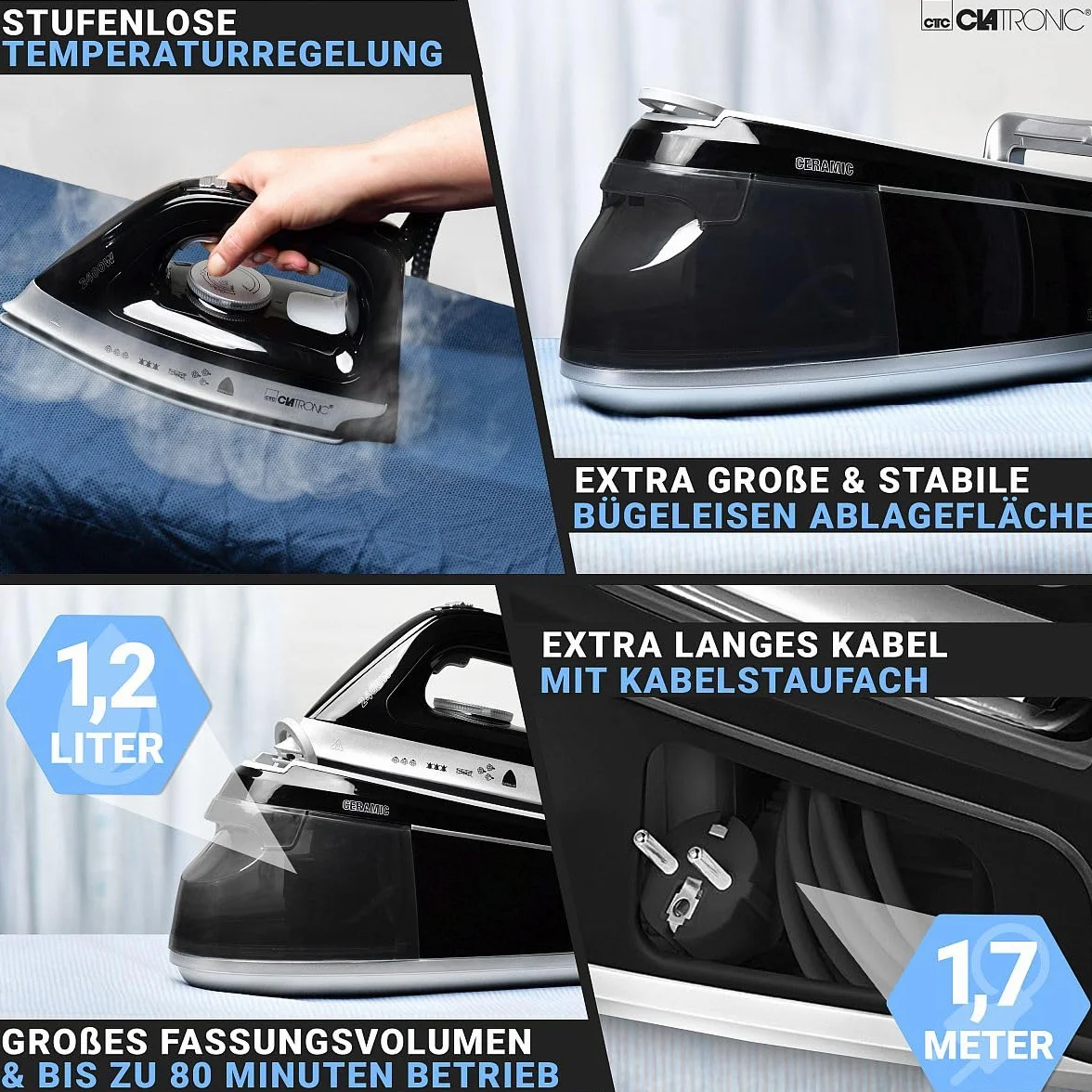 Clatronic Stacja parowa z żelazkiem parowym 3,5 bar 2400 W 1,2 l DBS 3749