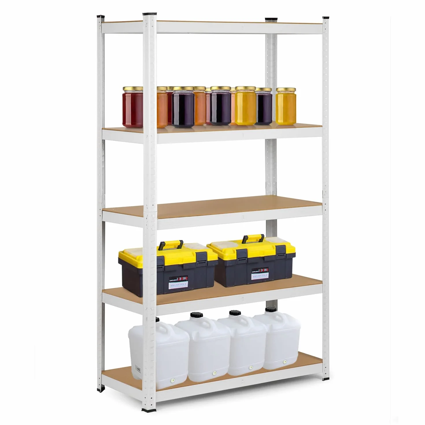 Humberg 4841 Wytrzymały regał z 5 półkami z płyty MDF 150 x 75 x 30 cm biały