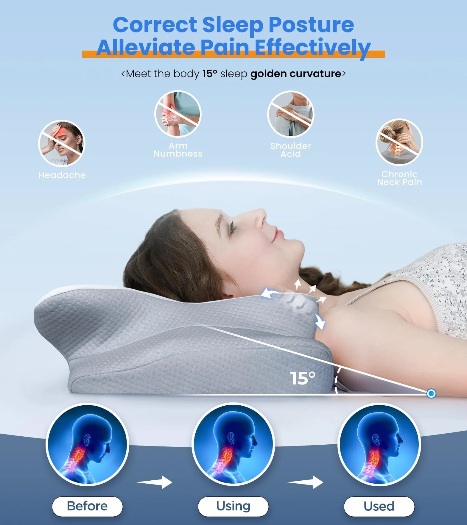 Ultra Pain Relief Cooling Pillow for Neck Support, Adjustable Cervical Pillow Cozy Sleeping, Odorless Ergonomic Contour Memory Foam Pillows, Orthopedic Bed Pillow for Side Back Stomach Sleeper