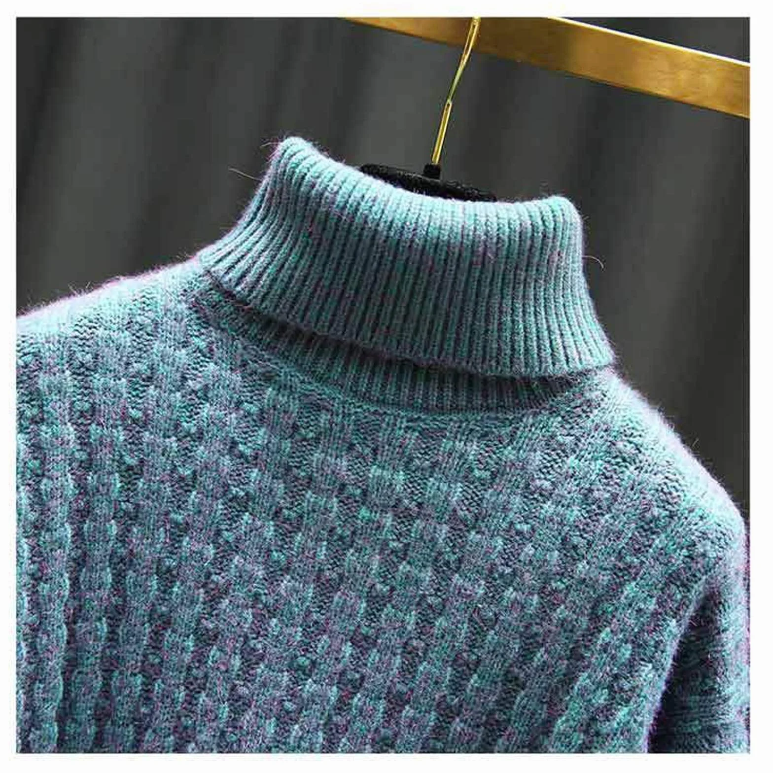 Damski sweter z golfem, bardzo duży sweter o szerokości dzianej z długim rękawem, sweter Jumper zima, luźny, ciepły ubranie, kobiecy elegancki top na co dzień (kolor: A1, rozmiar: L)