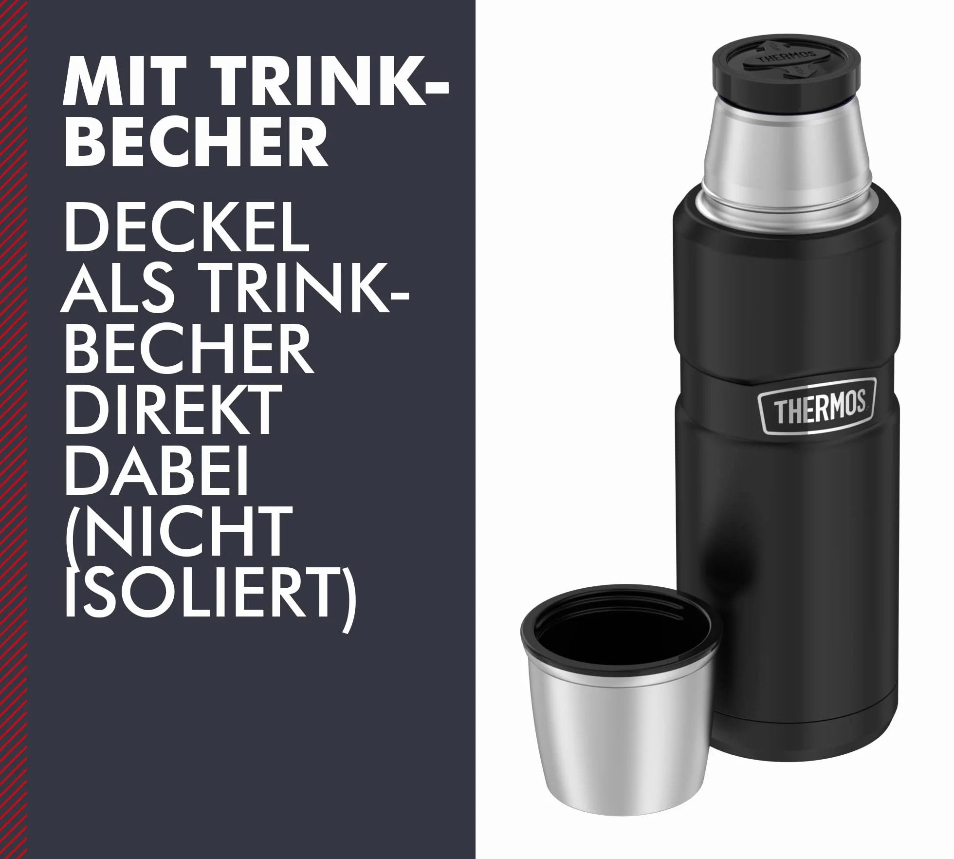 Thermos butelka próżniowa stal nierdzewna 7,5x7,5x24,4 cm czarna