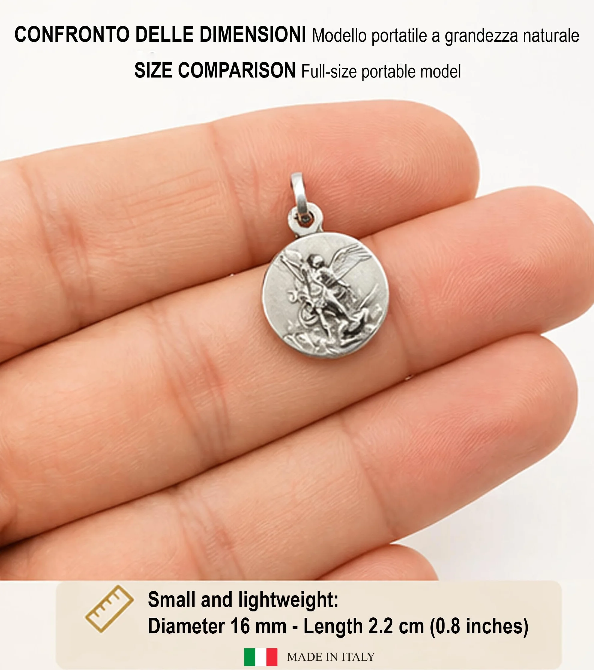 Medalion archanioła Michael - patron ścigania przestępstw - 100% Made in Italy