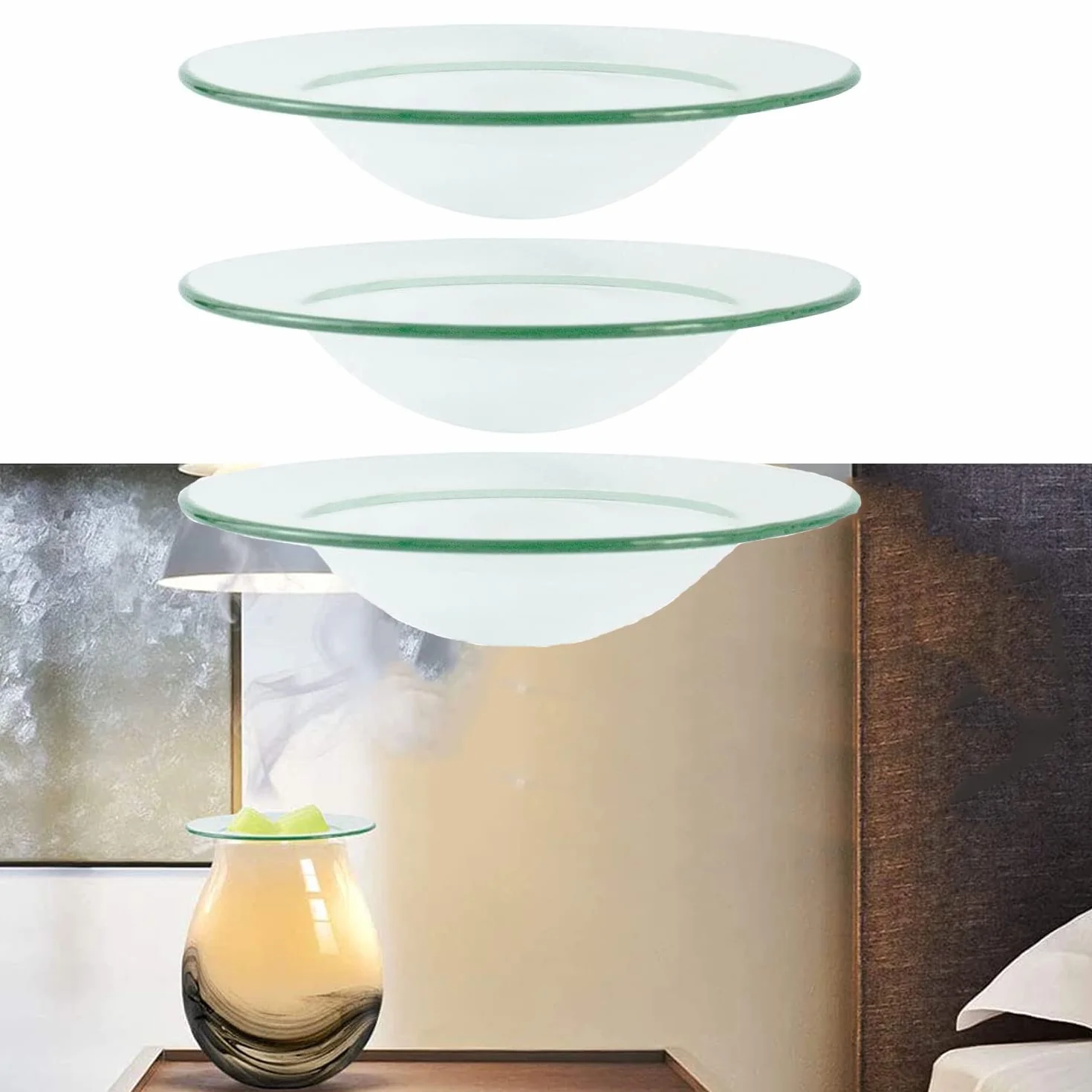 Lampa perfumowana, szklana miska, 3 sztuki, 12 cm, okrągłe szkło zapasowe, do płaskiej lampy naftowej, podgrzewacz oleju, do elektrycznej lampy aromaterapii,
