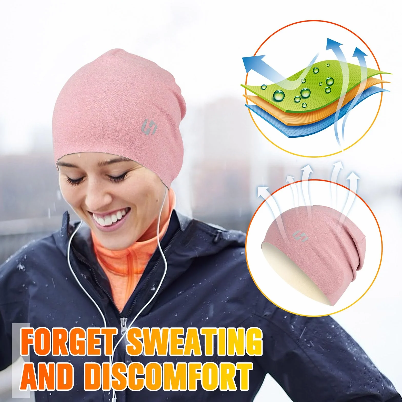HASAGEI Zimowa czapka do biegania czapka z czaszką czapka beanie czapka kask termiczny