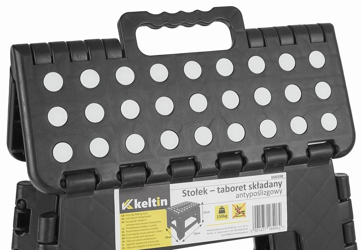 STOŁEK DRABINA STOPIEŃ KRZESŁO TABORET SKŁADANY ANTYPOŚLIZGOWY 22CM 150KG