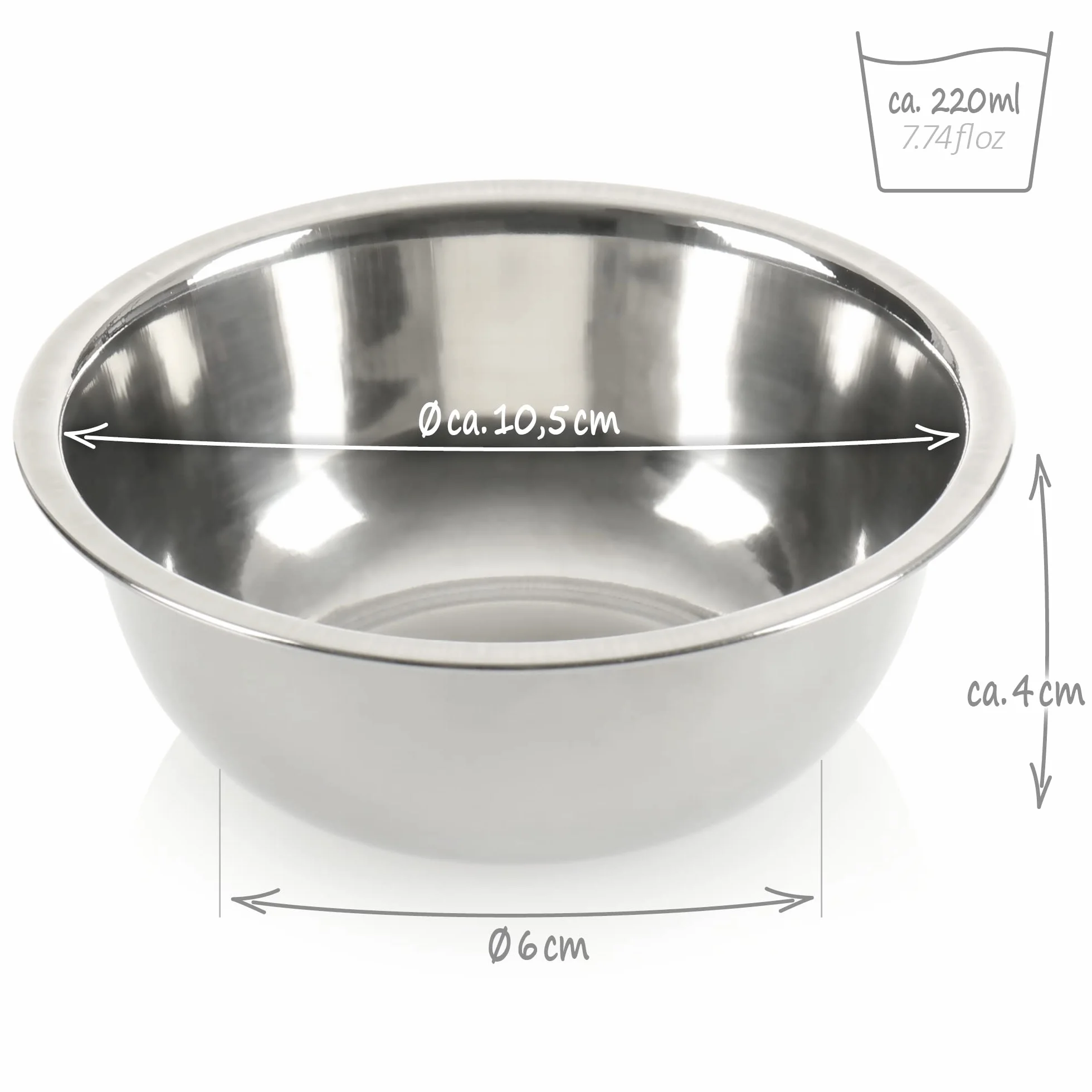 com-four 8x miseczek do sosów - małe miski - miska na sosy, dipy i przekąski - zestaw małych metalowych misk - stal nierdzewna (08 sztuk - Ø 10,5 cm)