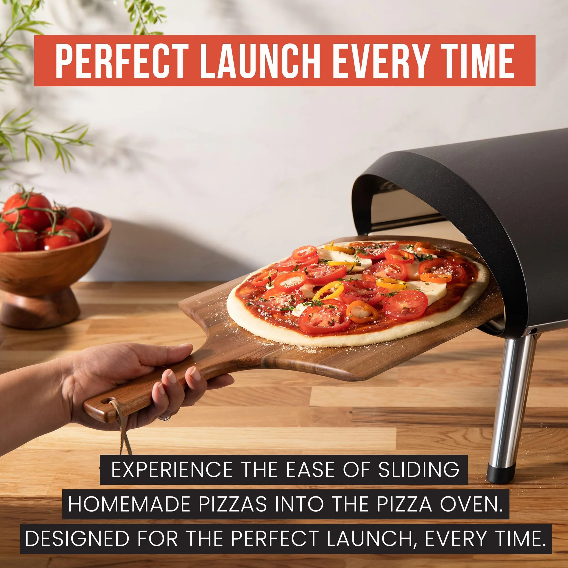 Chef Pomodoro - Łopatka do pizzy – 30 cm – długi uchwyt zapewnia dodatkową ochronę przed spalaniem – lekka łopatka do pizzy z drewna akacjowego do łatwego użytkowania – idealna jako akcesorium do