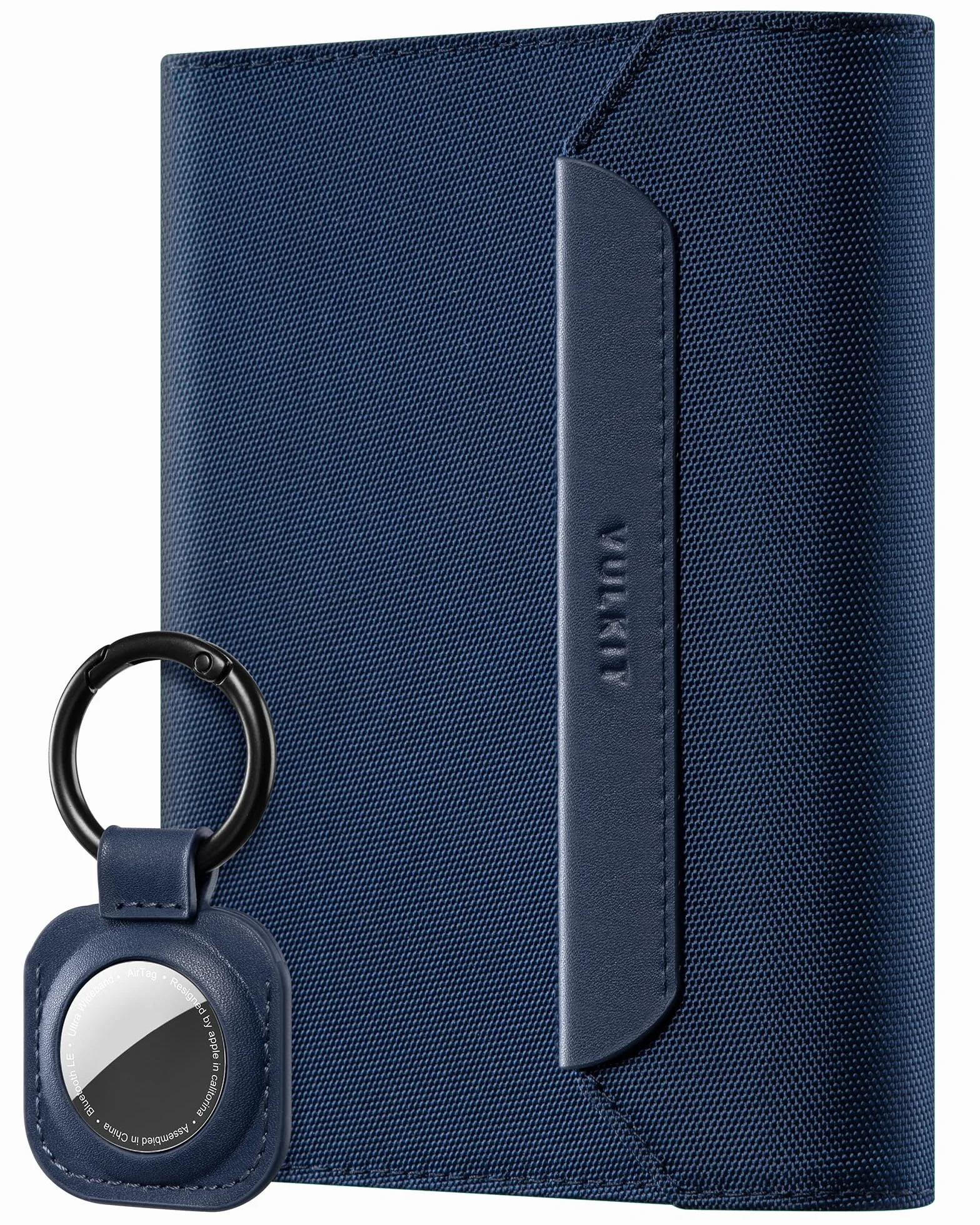 VULKIT Etui na paszport, wegański skórzany portfel paszportowy, blokowanie RFID, niezbędne w podróży, zamknięcie magnetyczne, zdejmowany uchwyt na AirTag, NIEBIESKI, 10.83 cm, Minimalistyczny